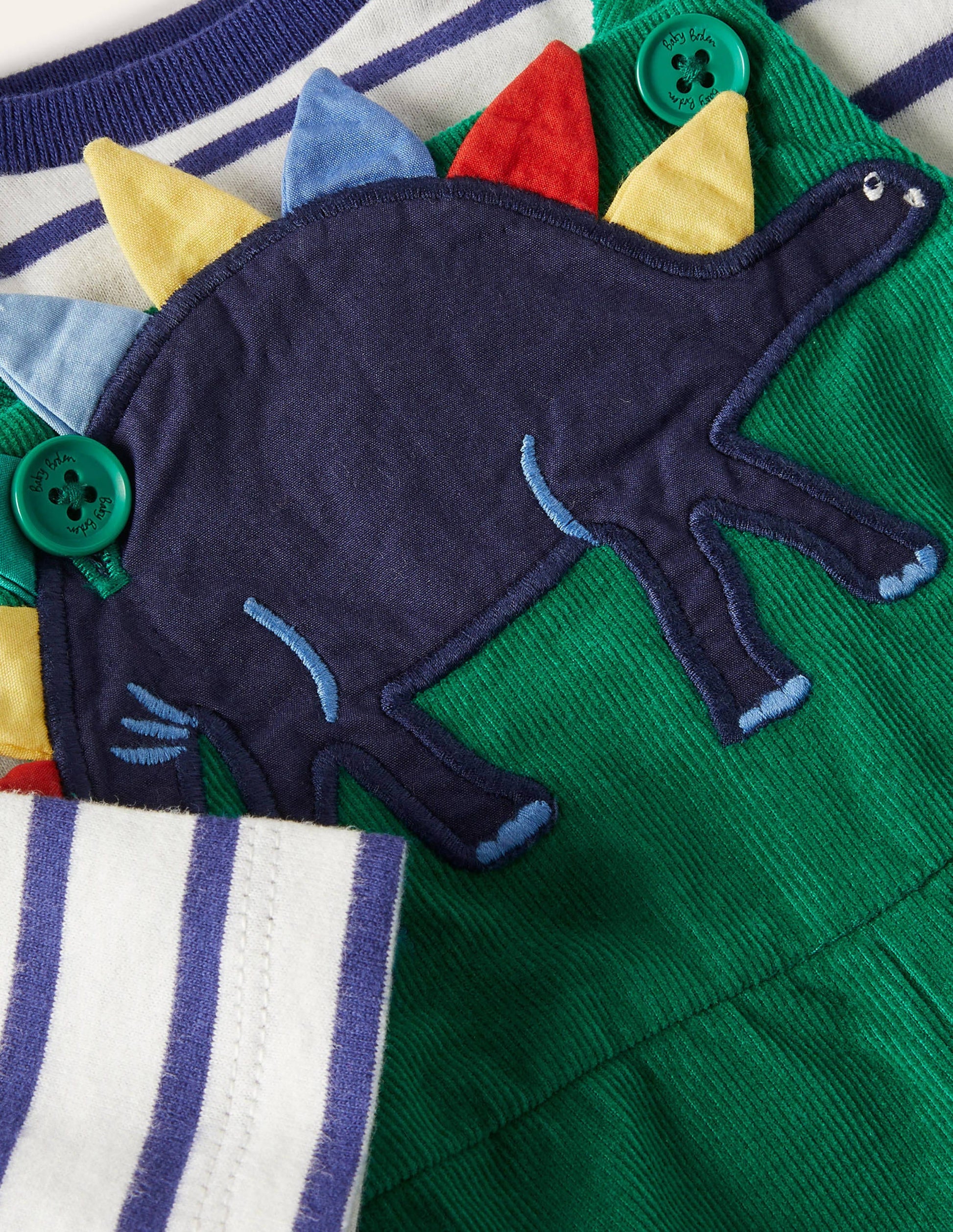 Fun Dungaree Set-Highland Green Dino-3
