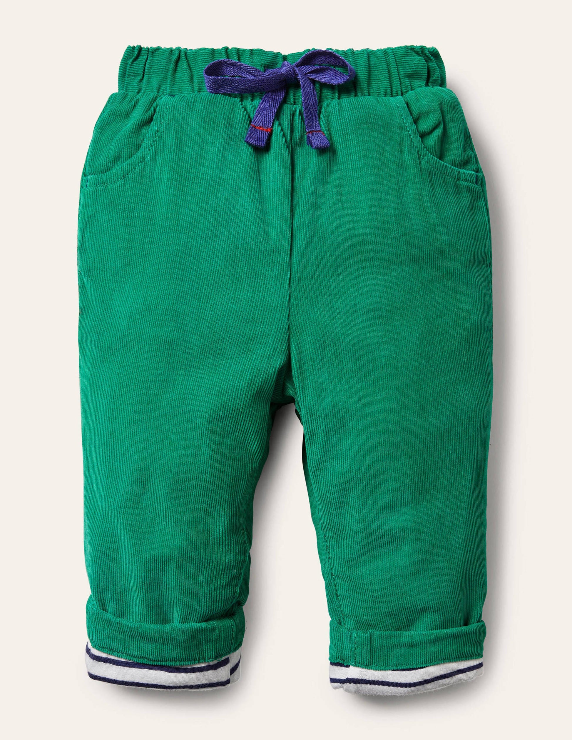 Jersey-lined Cord Trousers-Highland Green-1