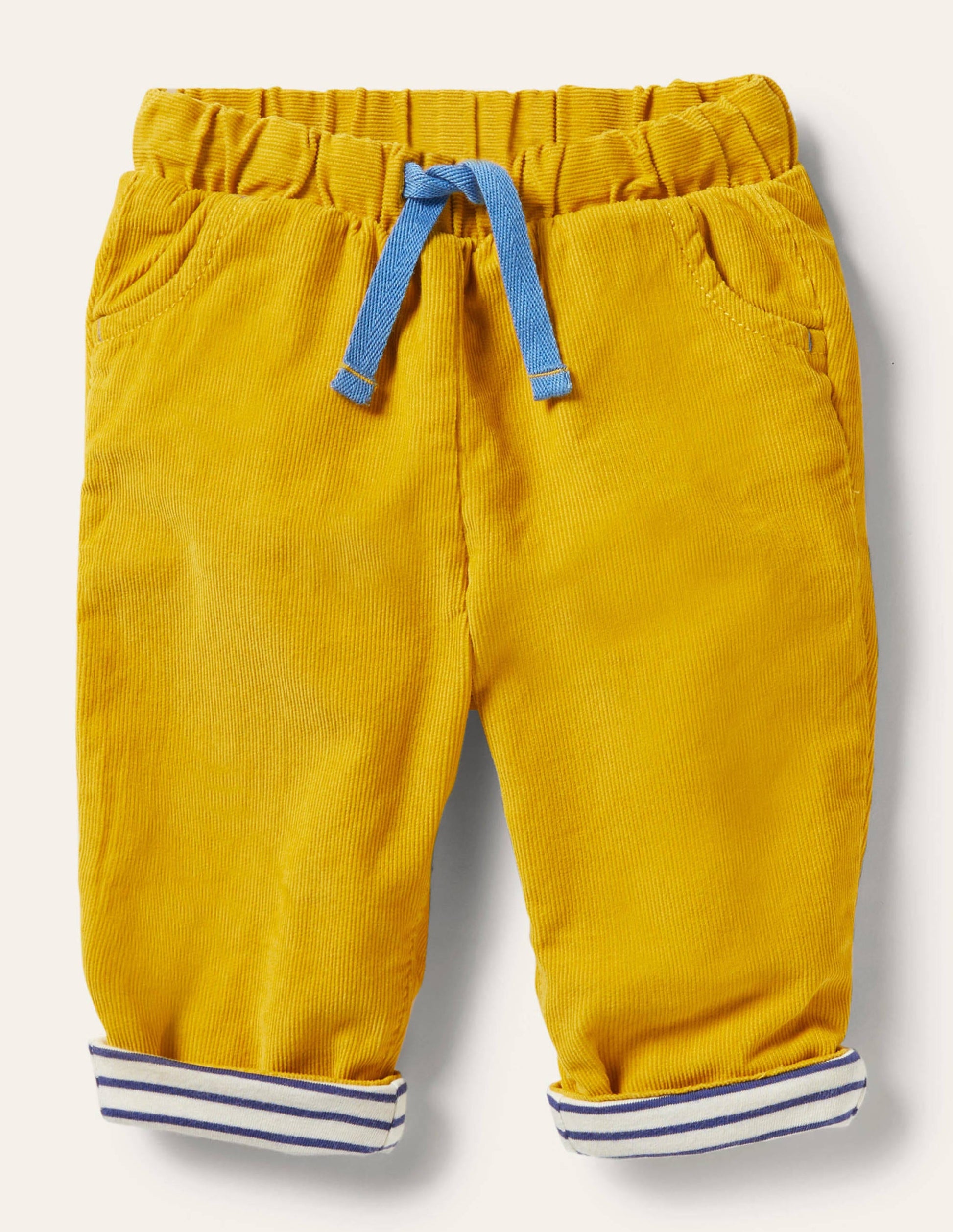 Jersey-lined Cord Trousers-Honeycomb Yellow-1