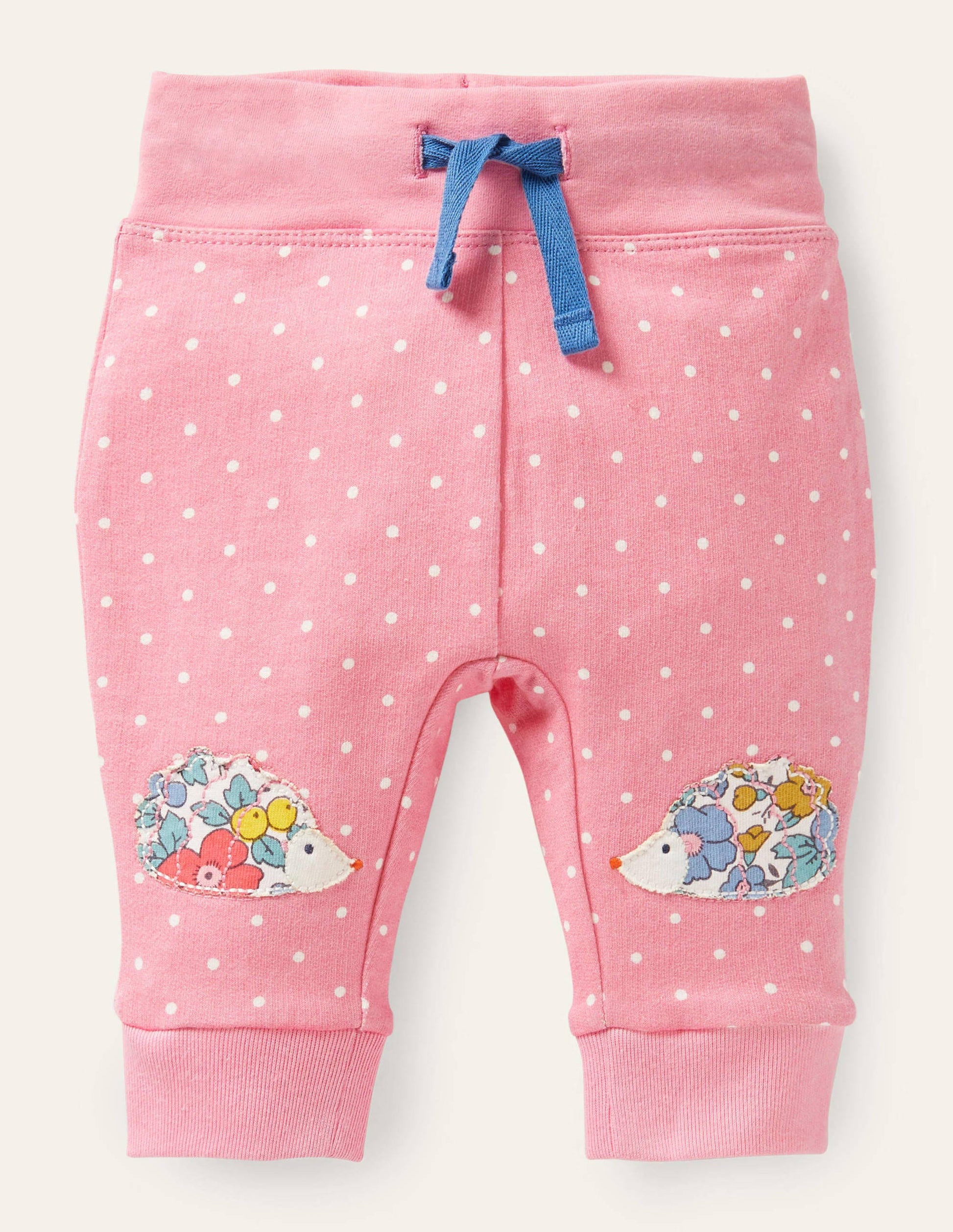 Appliqué Knee Jersey Bottoms-Formica Pink Hedgehogs-1