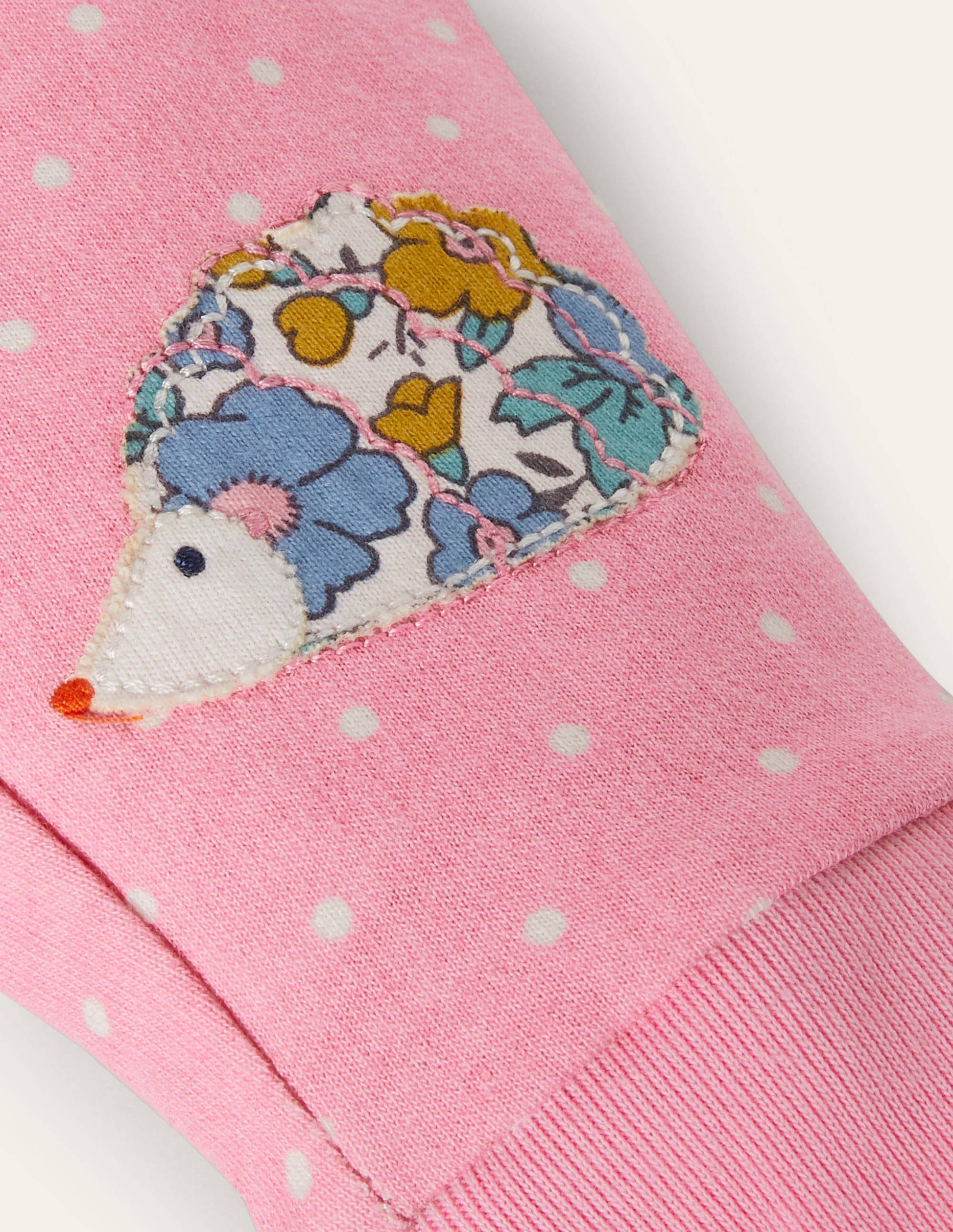 Appliqué Knee Jersey Bottoms-Formica Pink Hedgehogs-3
