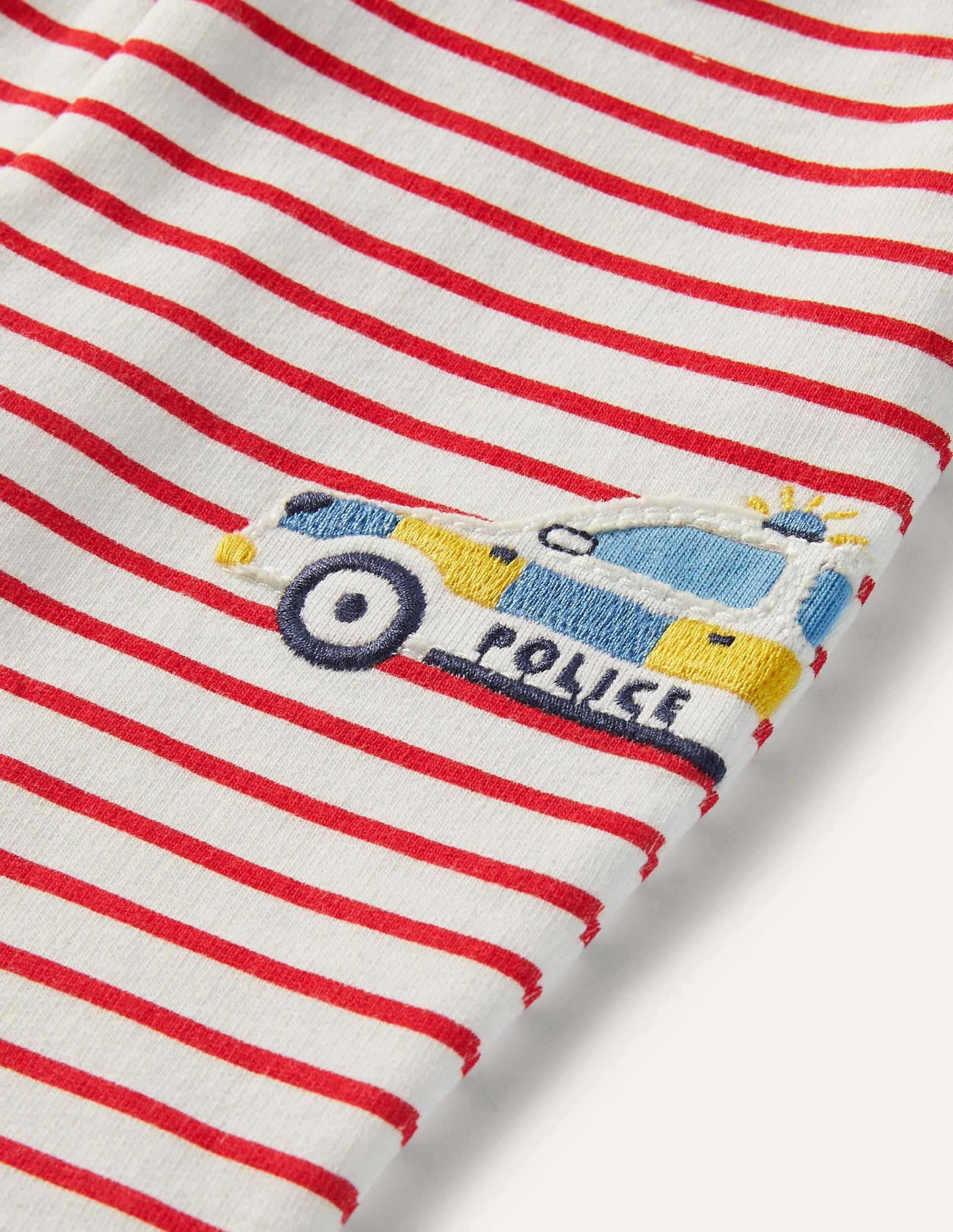 Novelty Appliqué Bottoms-Ivory/Rockabilly Red Vehicles-3