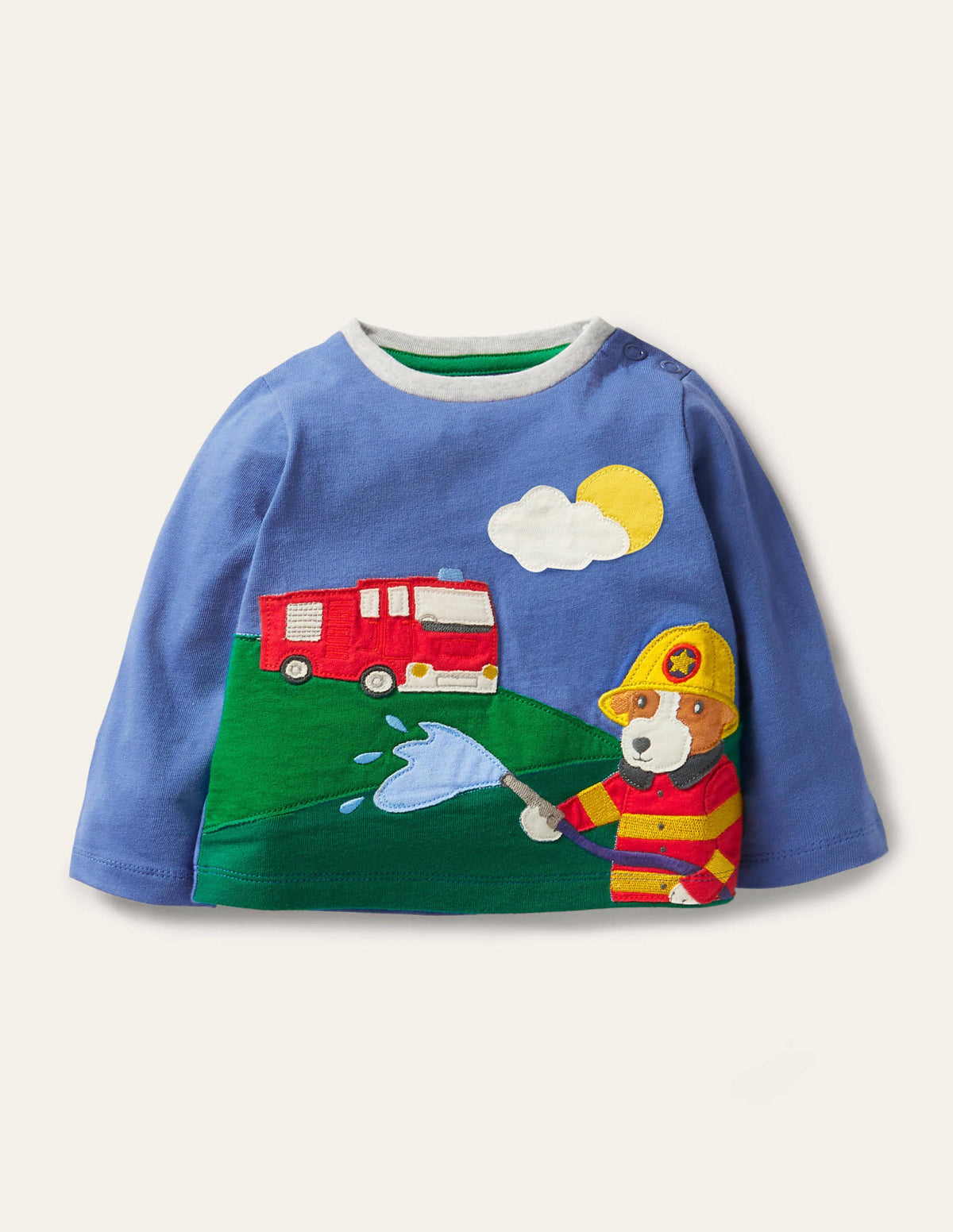 Scene Appliqué T-Shirt-Elizabethan Blue Sprout-1