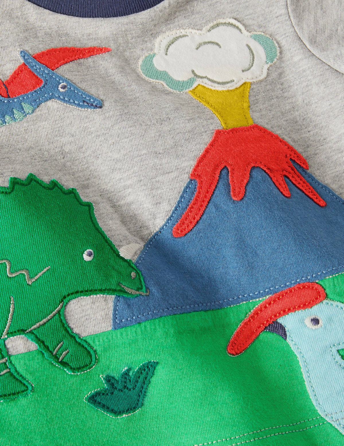 Scene Appliqué T-Shirt-Grey Marl Dino Scene-3