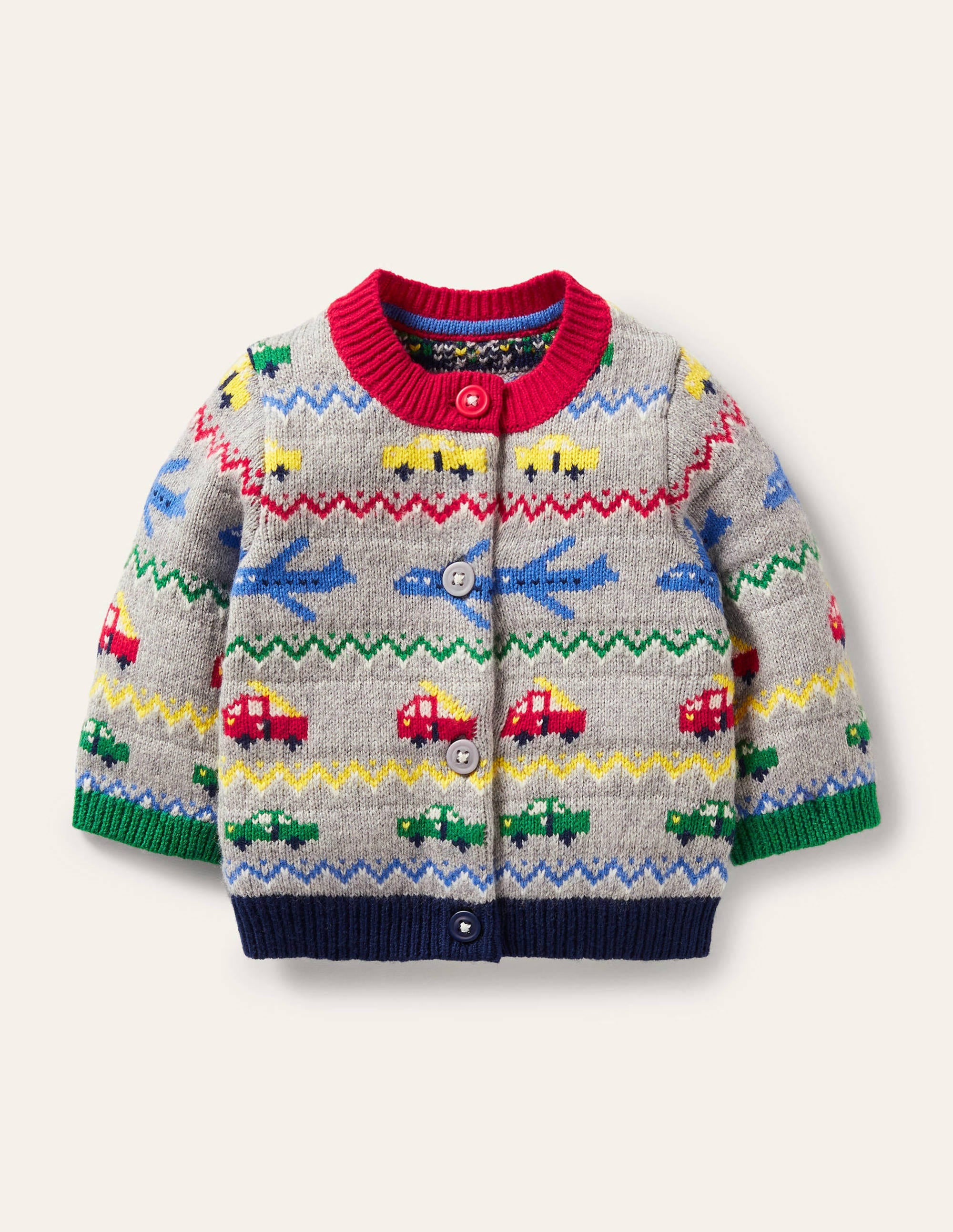 Fair Isle Cardigan-Grey Marl Vehicles - Image 1