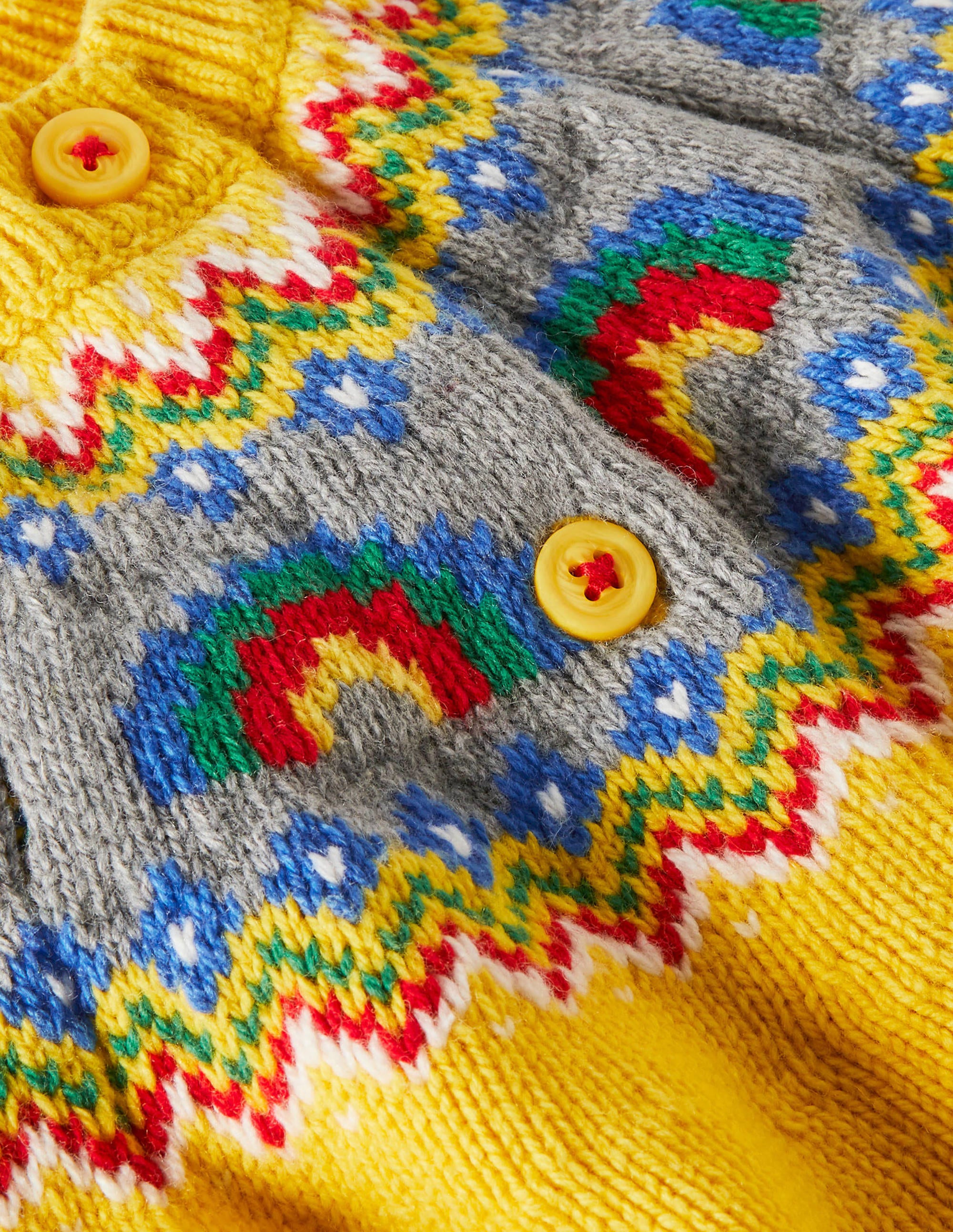 Fair Isle Cardigan-Honeycomb Yellow Rainbows - Image 3