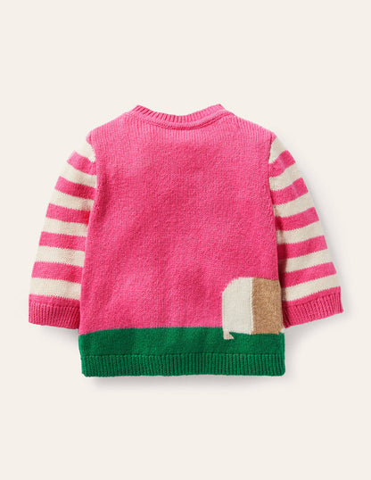 Animal Logo Cardigan-Bright Petal Pink Guinea Pigs-2