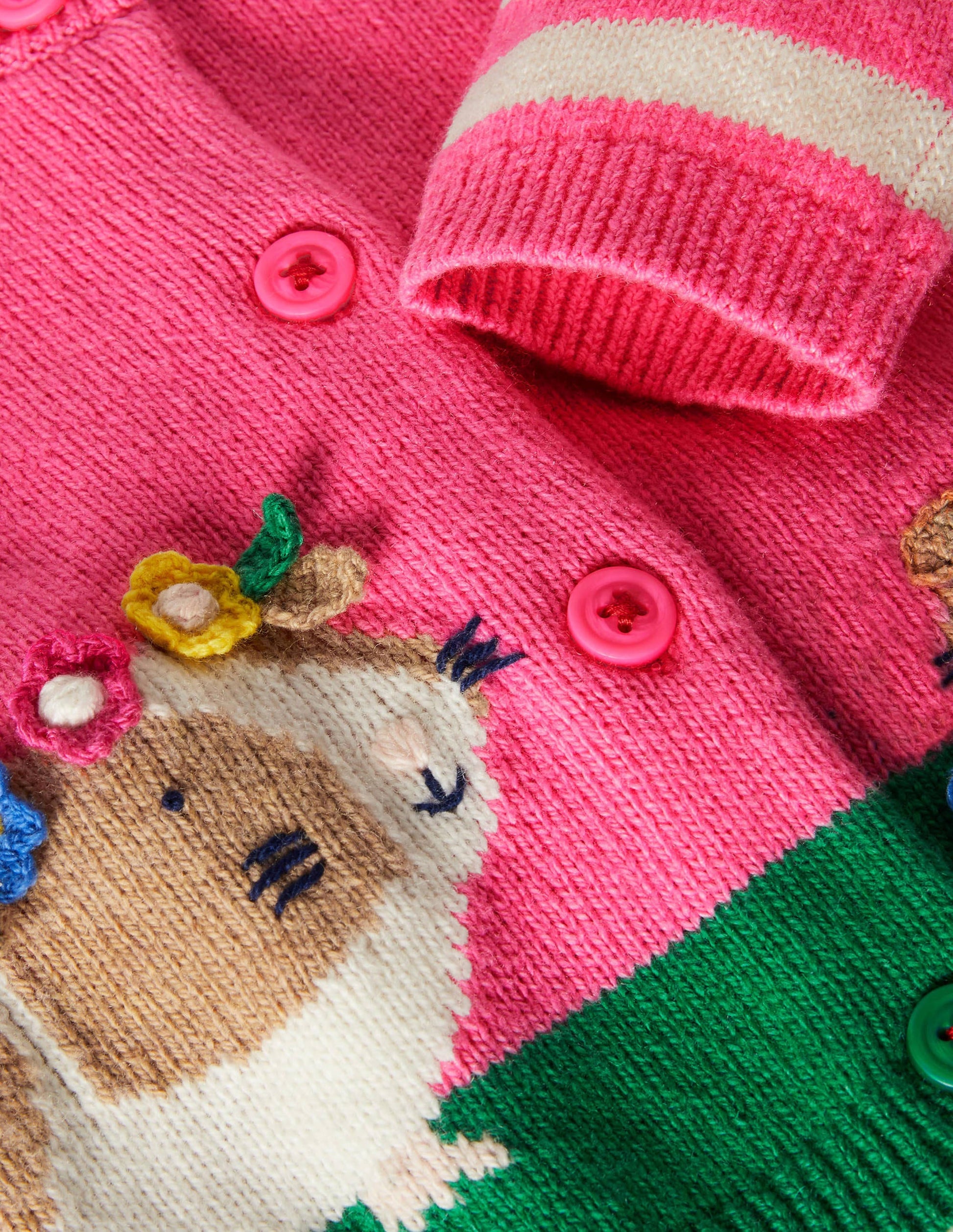 Animal Logo Cardigan-Bright Petal Pink Guinea Pigs-3