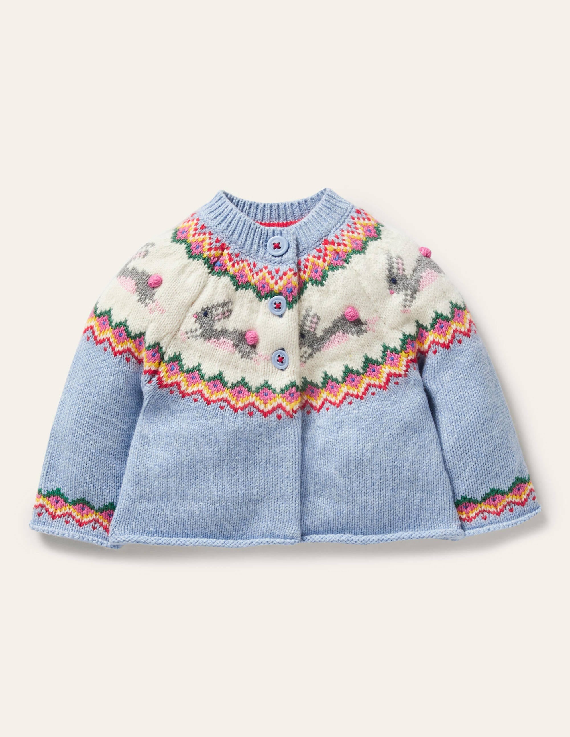 Fair Isle Cardigan-Sky Blue Bunnies - Image 1
