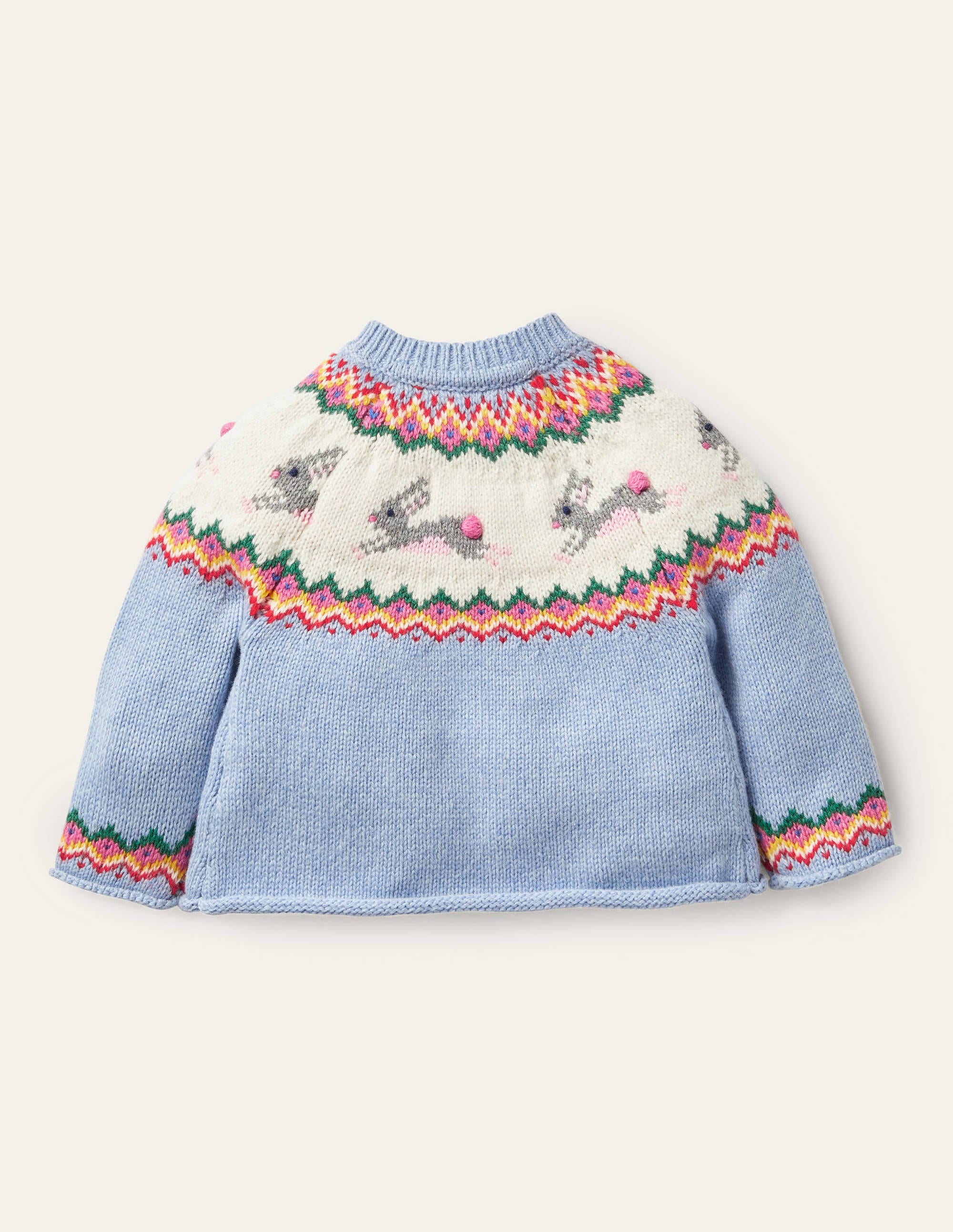 Fair Isle Cardigan-Sky Blue Bunnies - Image 2