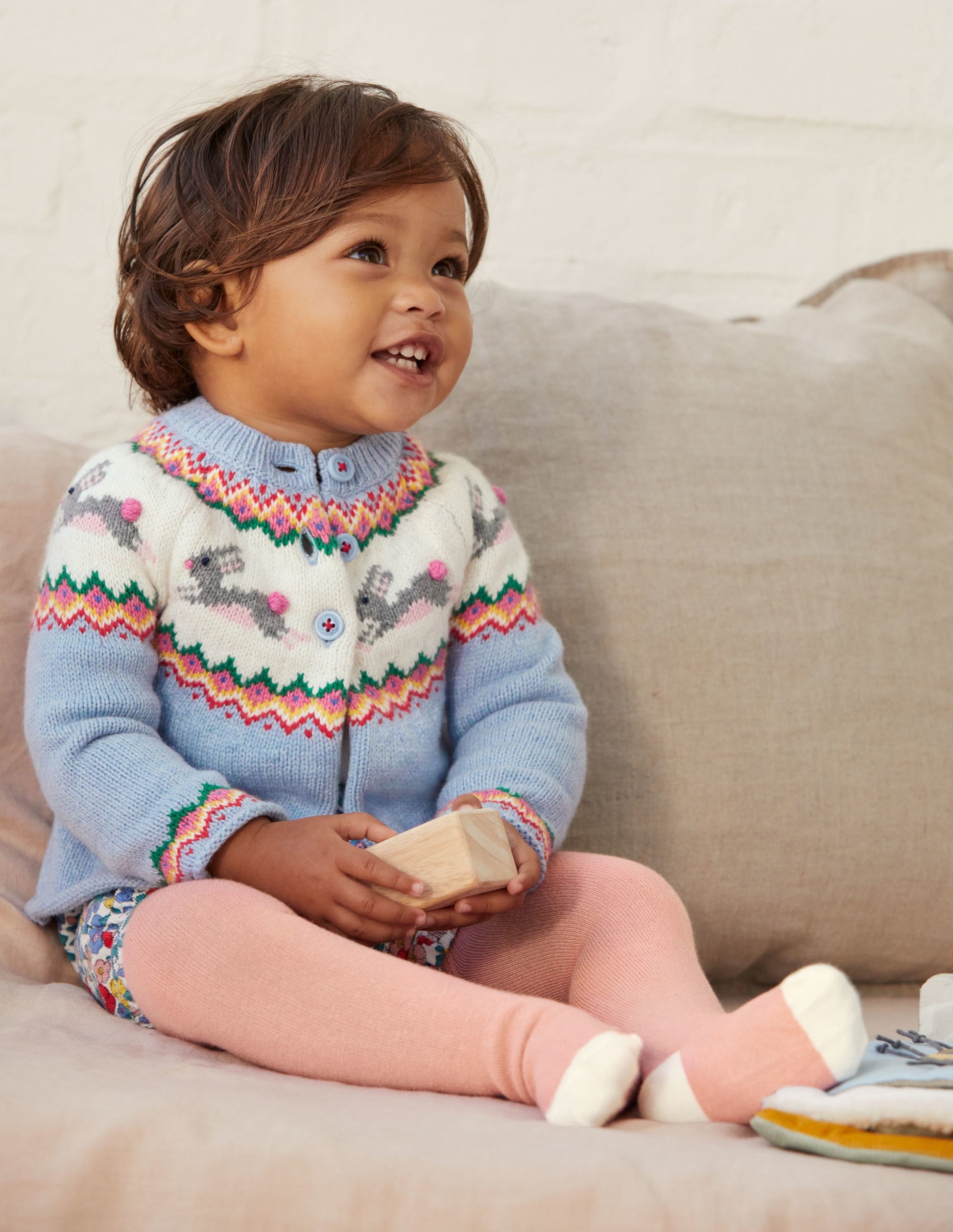 Fair Isle Cardigan-Sky Blue Bunnies-4