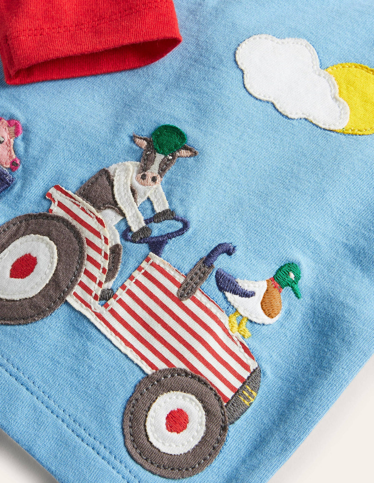 Lift-the-flap Raglan T-shirt-Surfboard Blue Tractor - Image 3