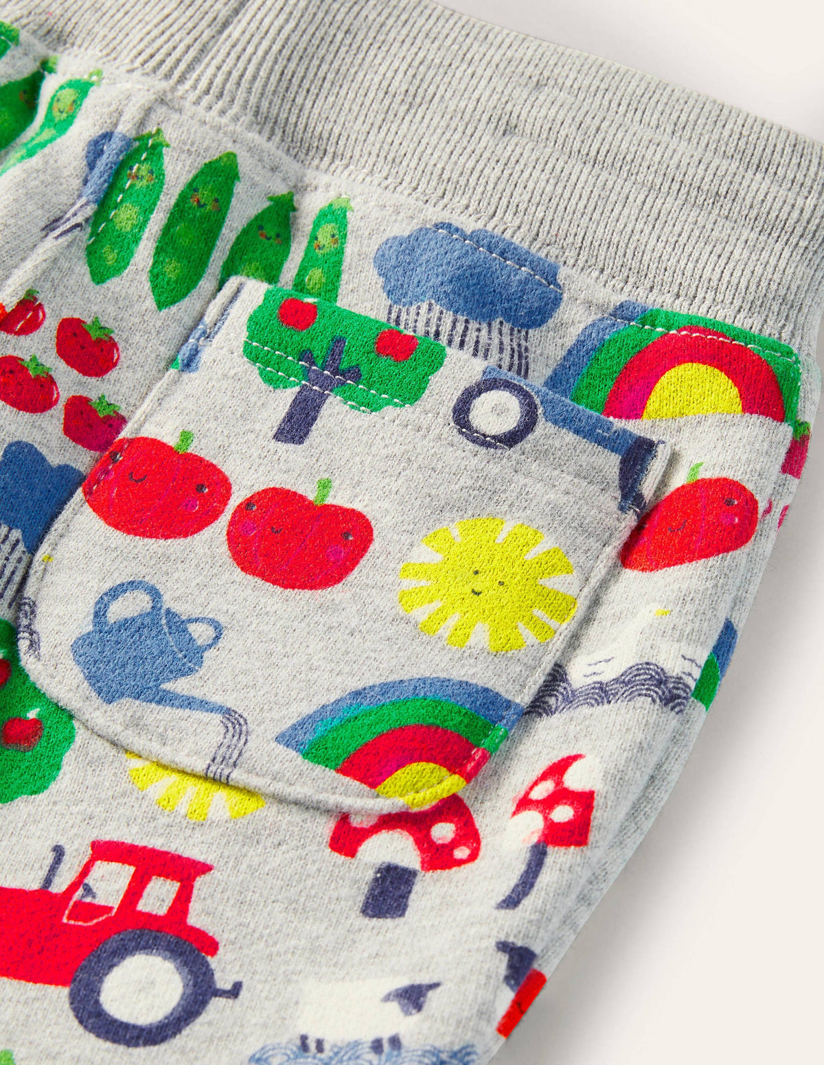 Printed Jersey Bottoms-Grey Marl Rainbow Farm - Image 3