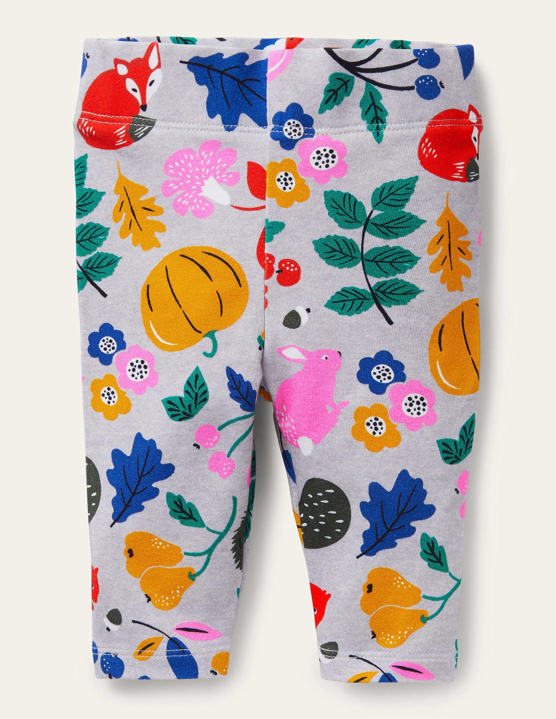 Baby Leggings-Grey Marl Forest Friends-1