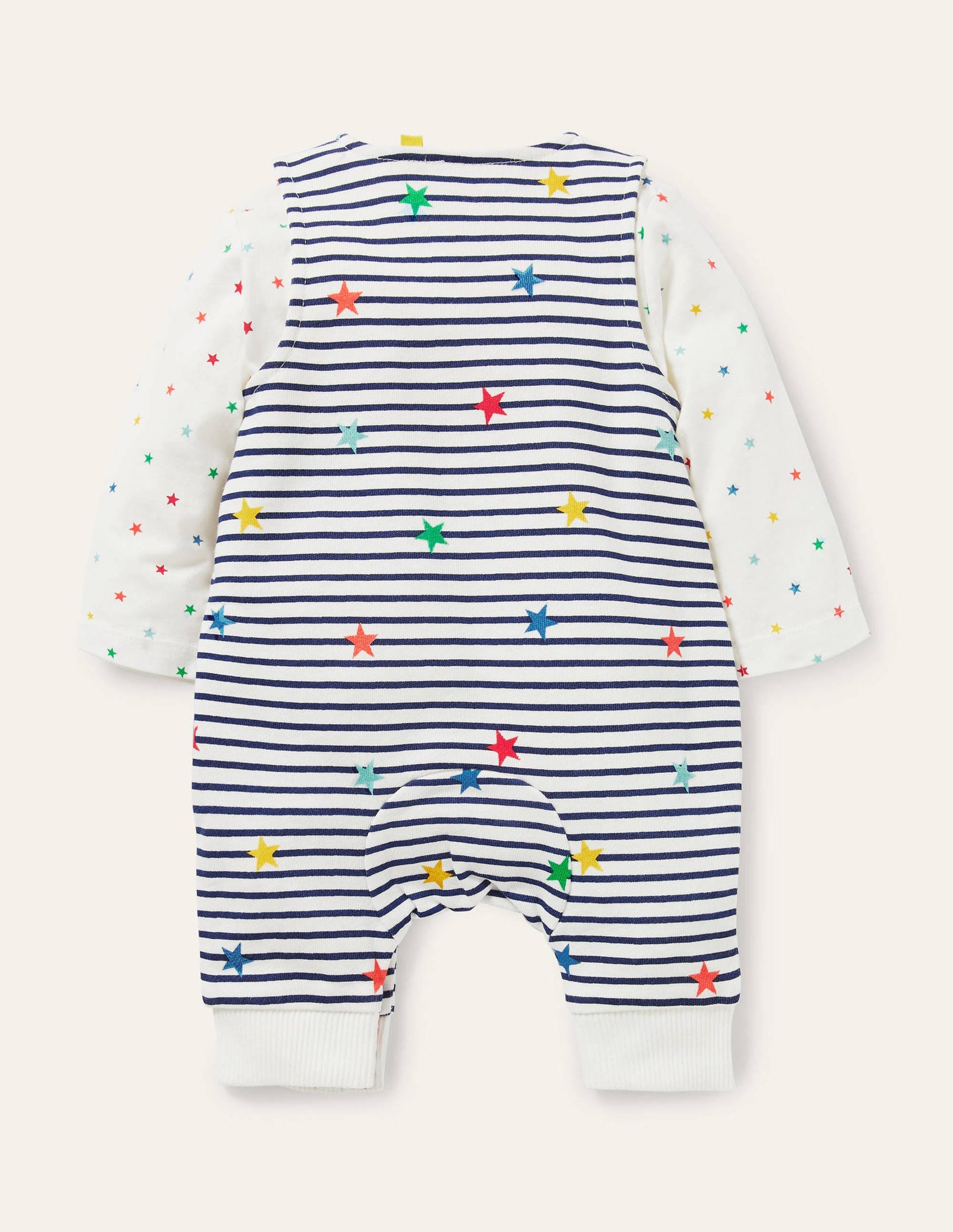 Organic Dungaree Set-Multi Star Stripe-2