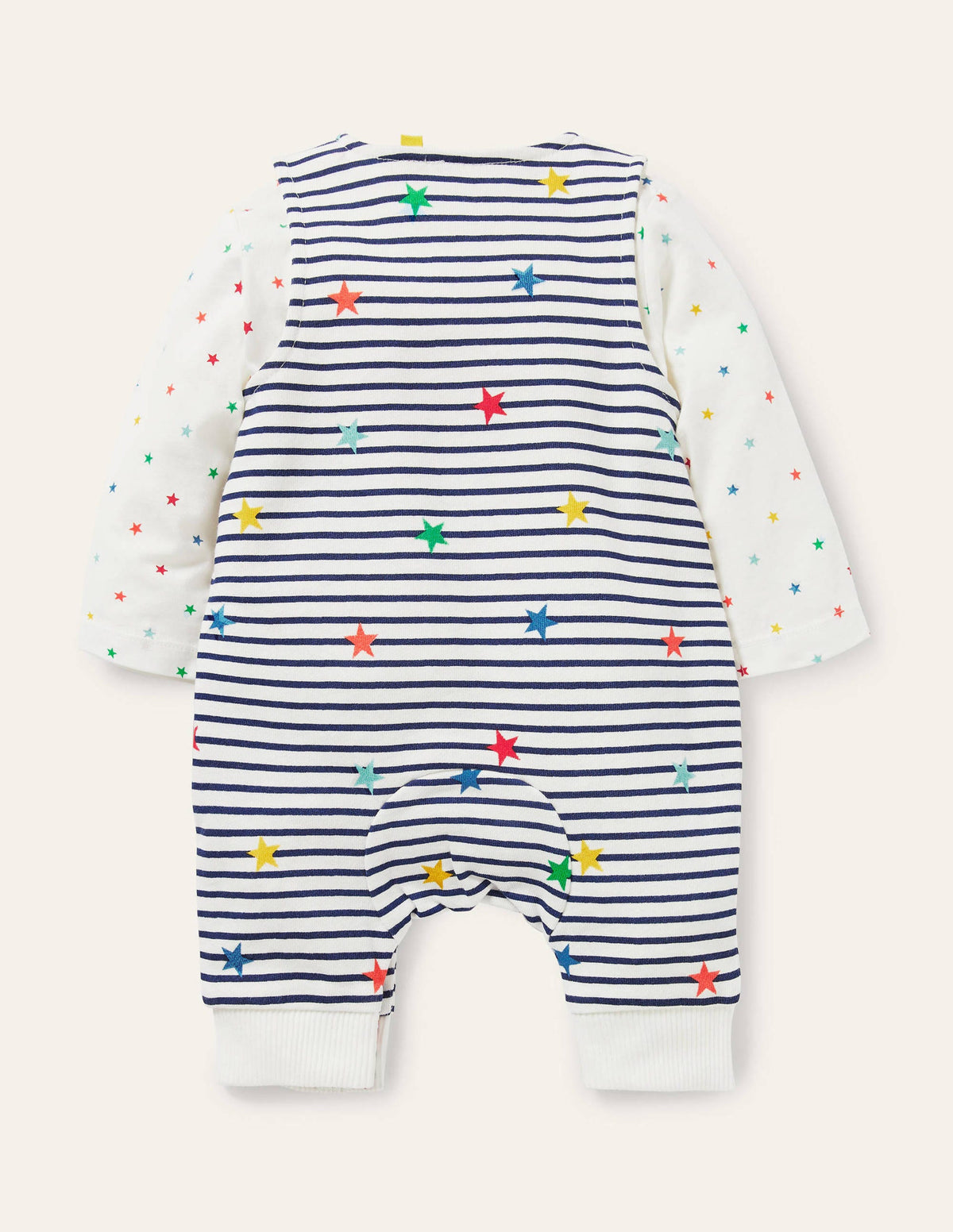 Organic Dungaree Set-Multi Star Stripe - Image 2
