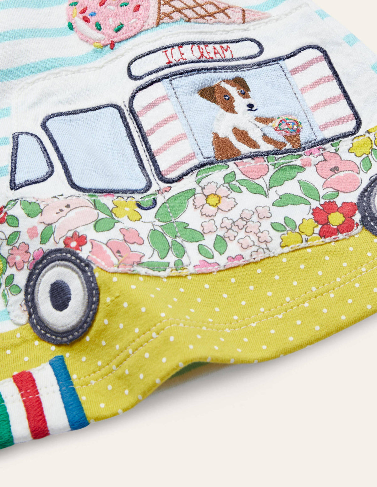 Appliqué Dress & Leggings Set-Ivory/Aqua Blue Truck - Image 3