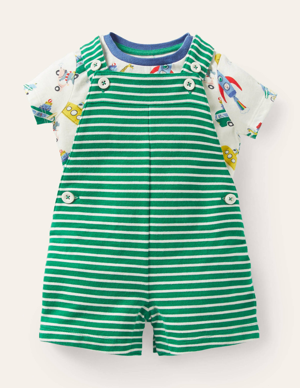 Summer Jersey Dungaree Set-Multi Animal Adventures - Image 1