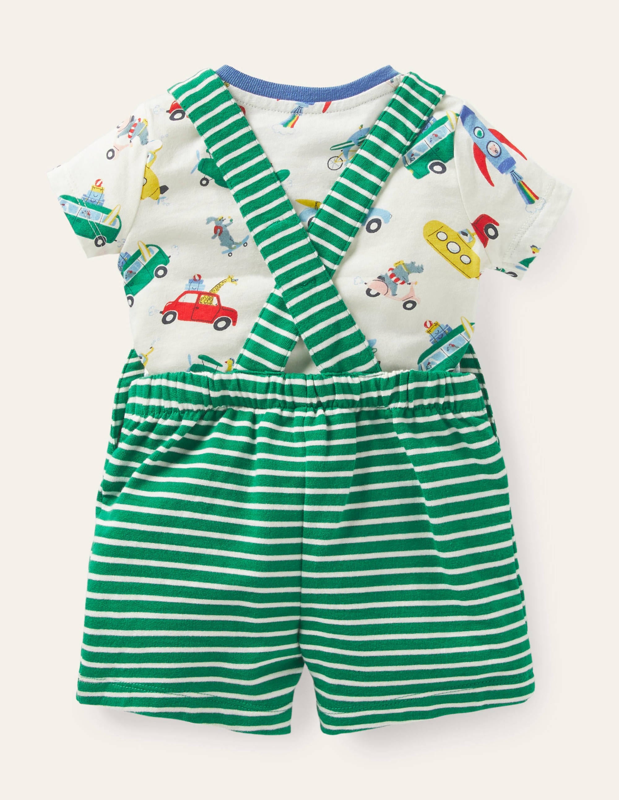 Summer Jersey Dungaree Set-Multi Animal Adventures - Image 2