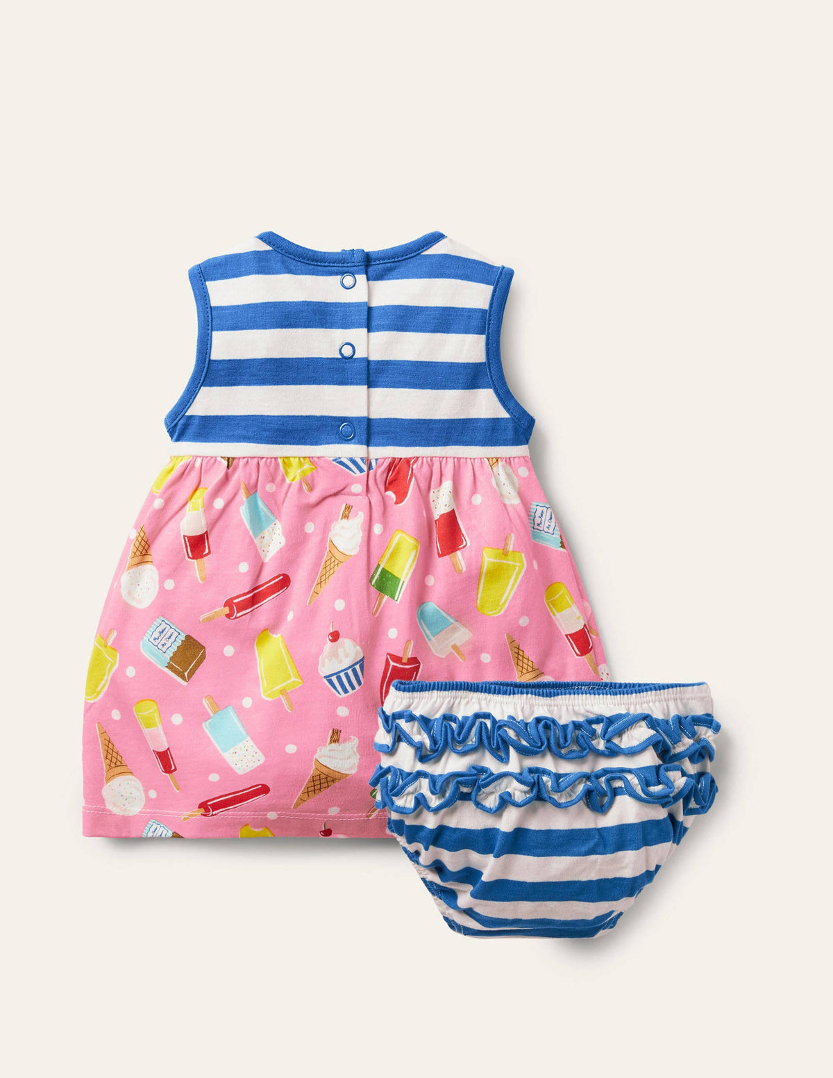 Printed Jersey Dress-Pink Lemonade Ice Creams-2