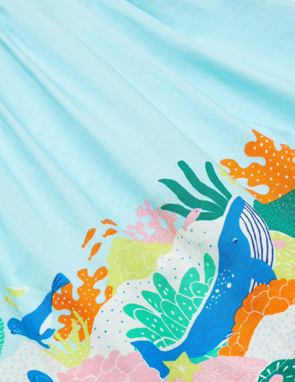Woven Coral Scene Dress-Georgian Blue Coral Reef-3