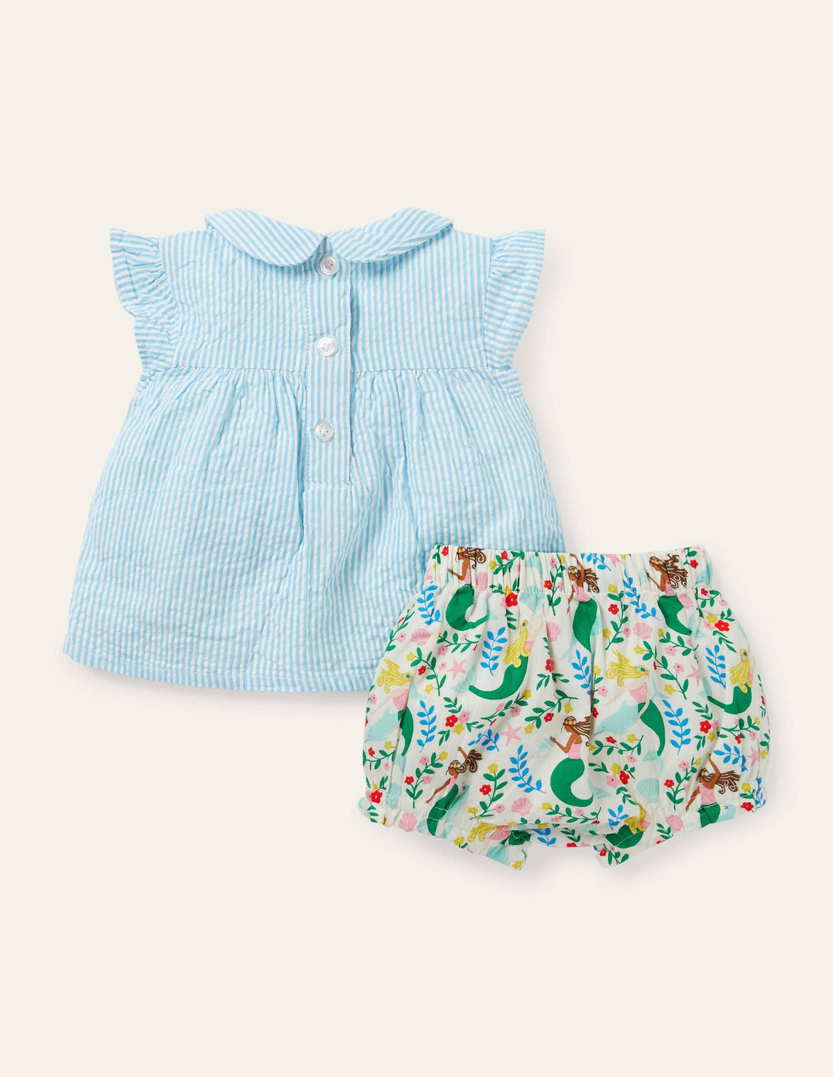 Woven Short Set-Ivory Mermaid Garden - Image 2