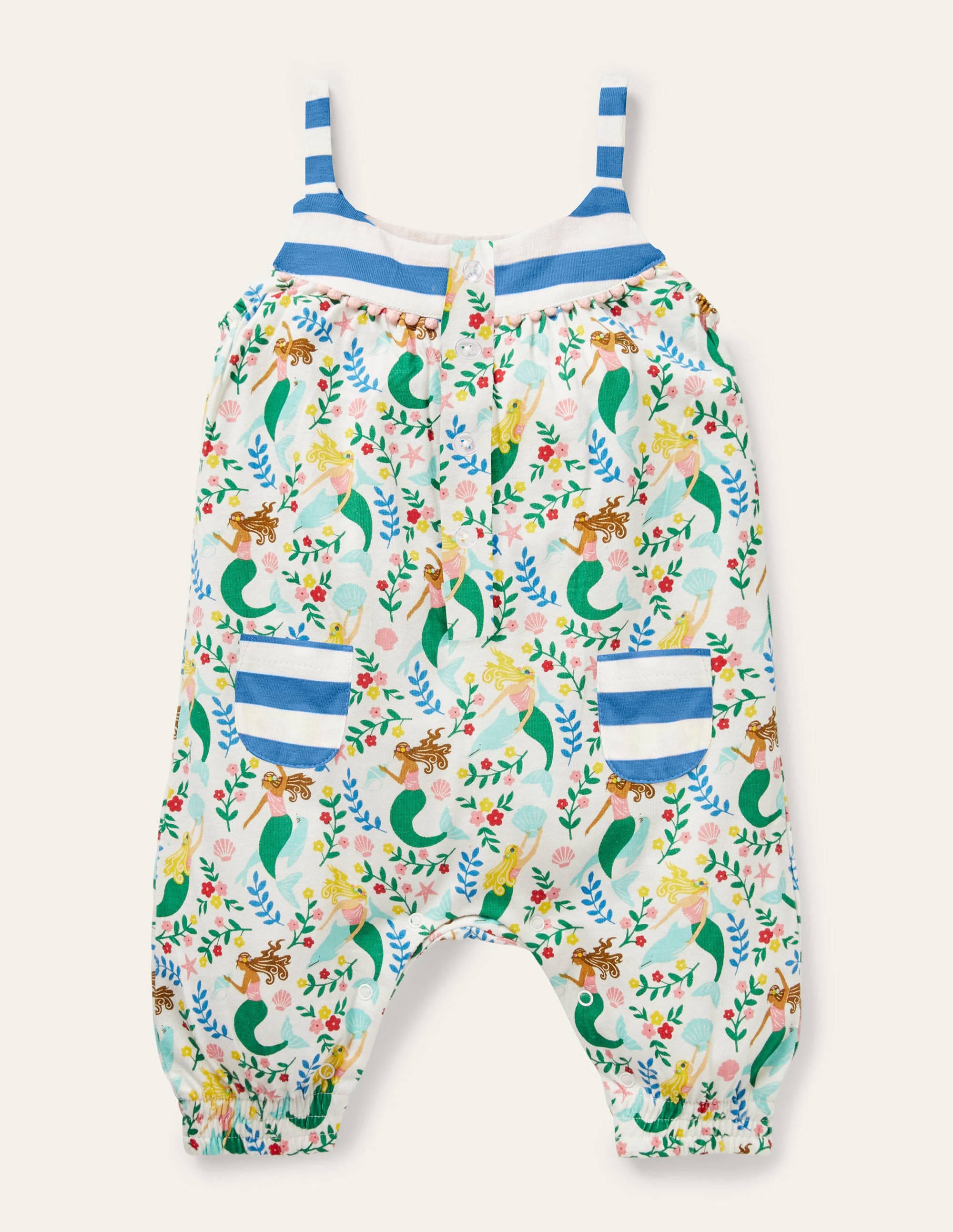 Jersey Hotchpotch Romper-Ivory Mermaid Garden - Image 1