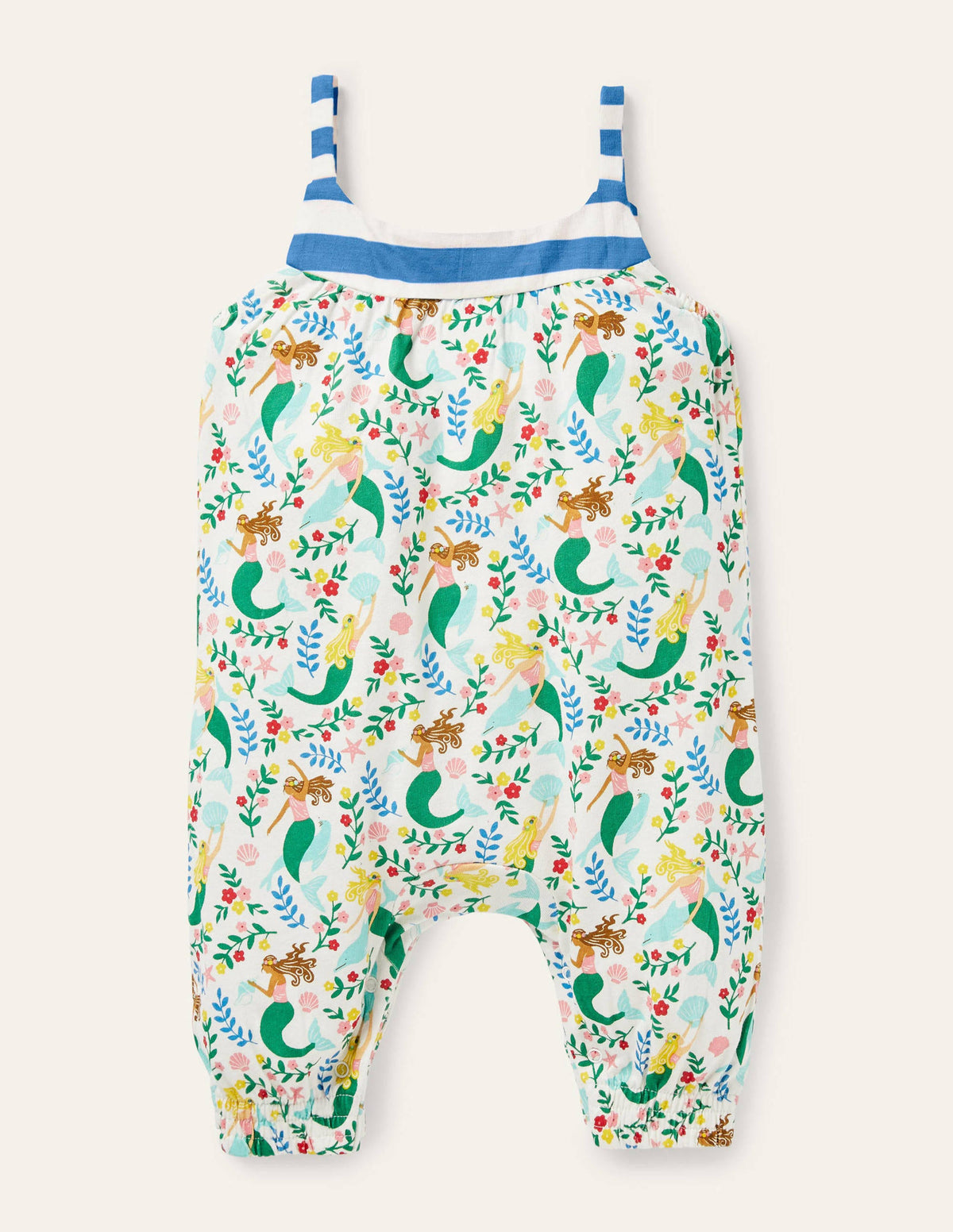 Jersey Hotchpotch Romper-Ivory Mermaid Garden-2