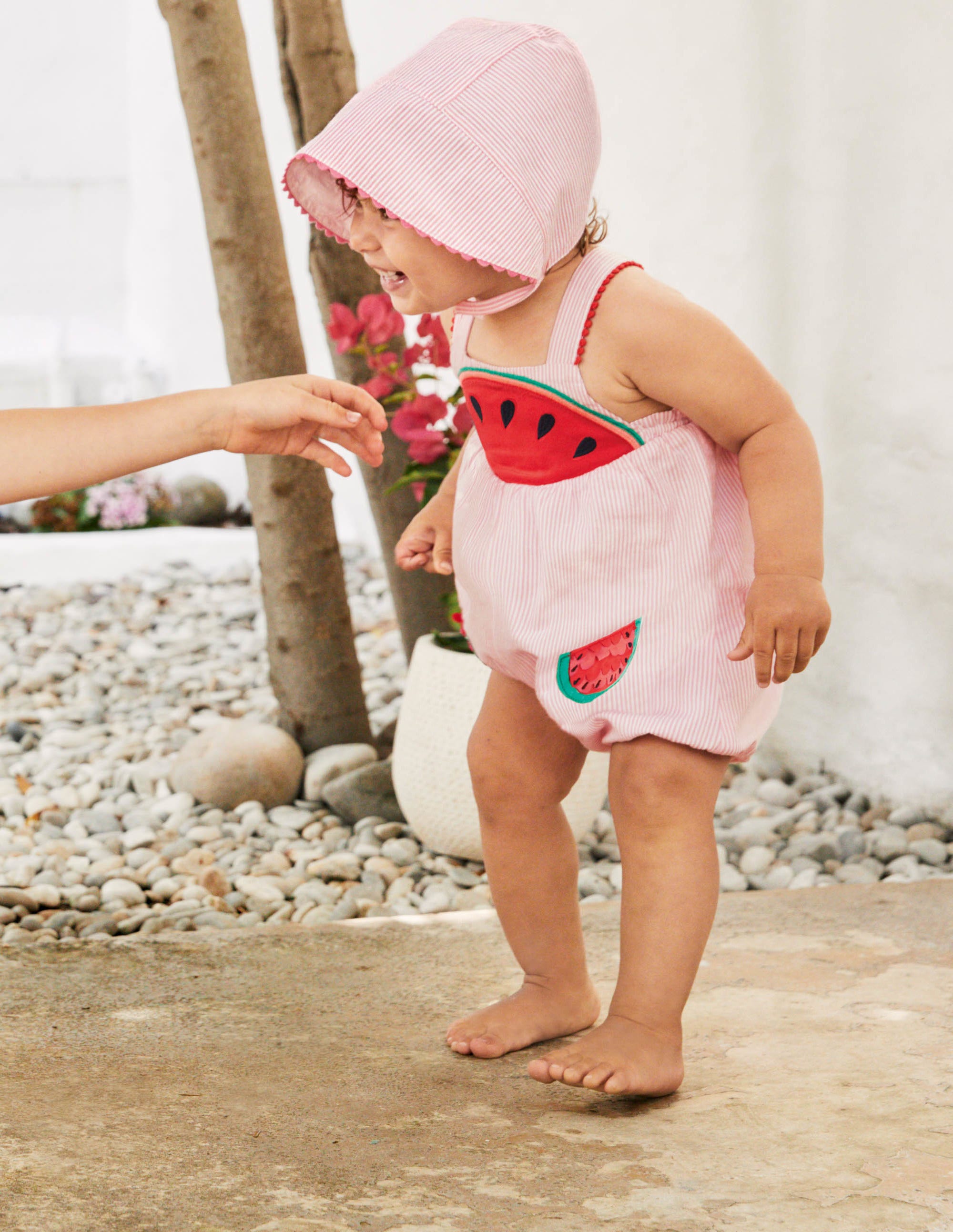 Fun Ticking Romper-Pink Lemonade Watermelons - Image 2