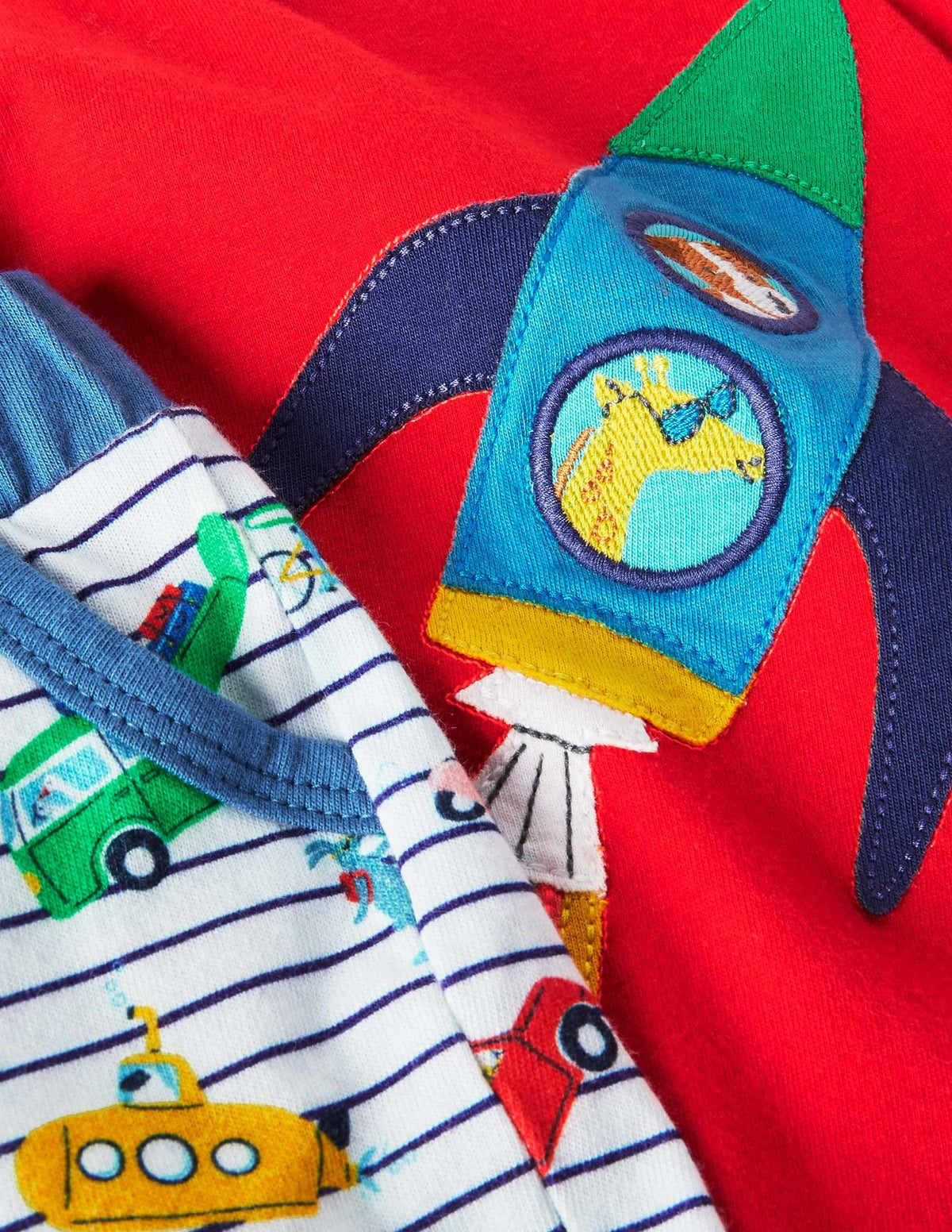 Applique' Short Set-Ivory/Blue Animal Adventures-3