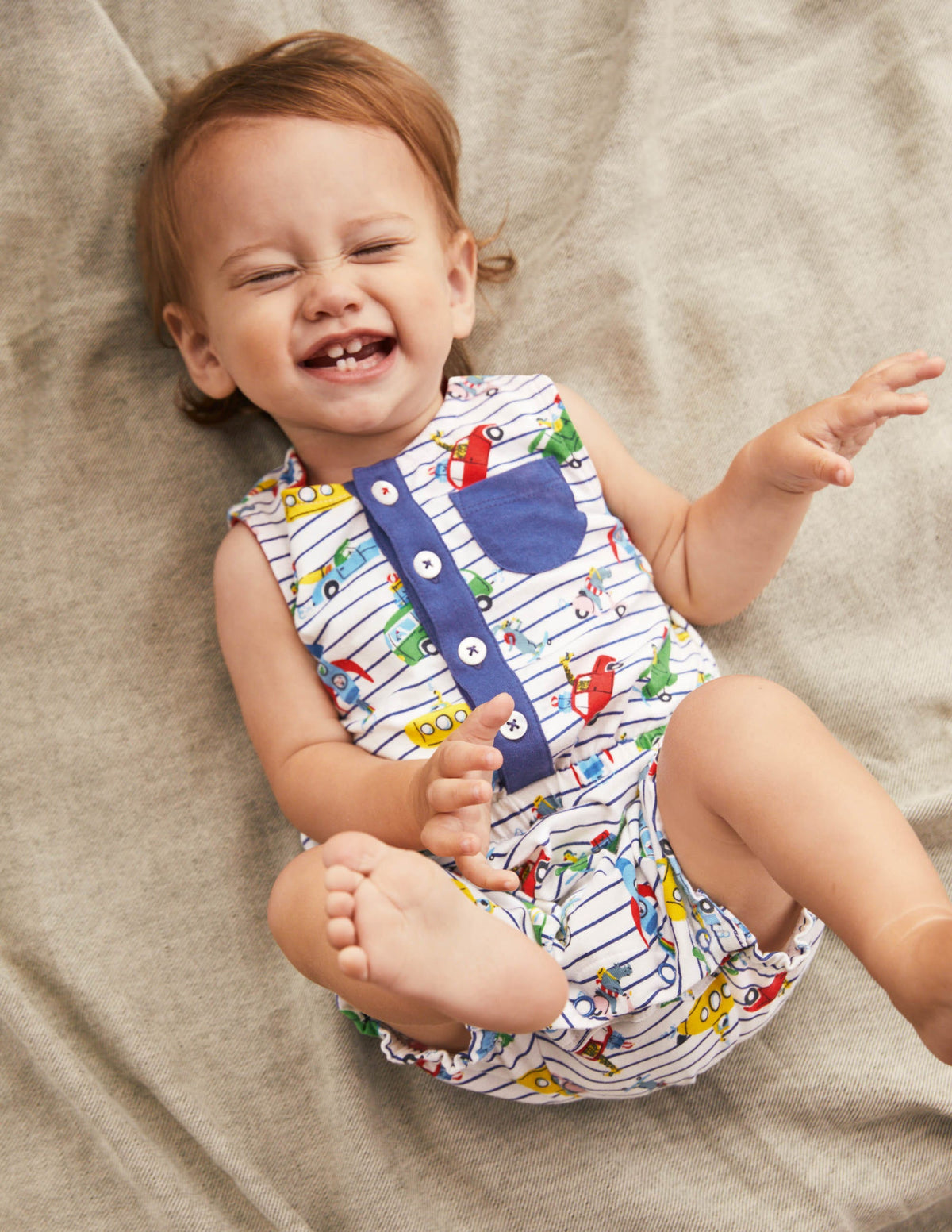 Animal Adventures Romper-Ivory/Blue Animal Adventures - Image 4