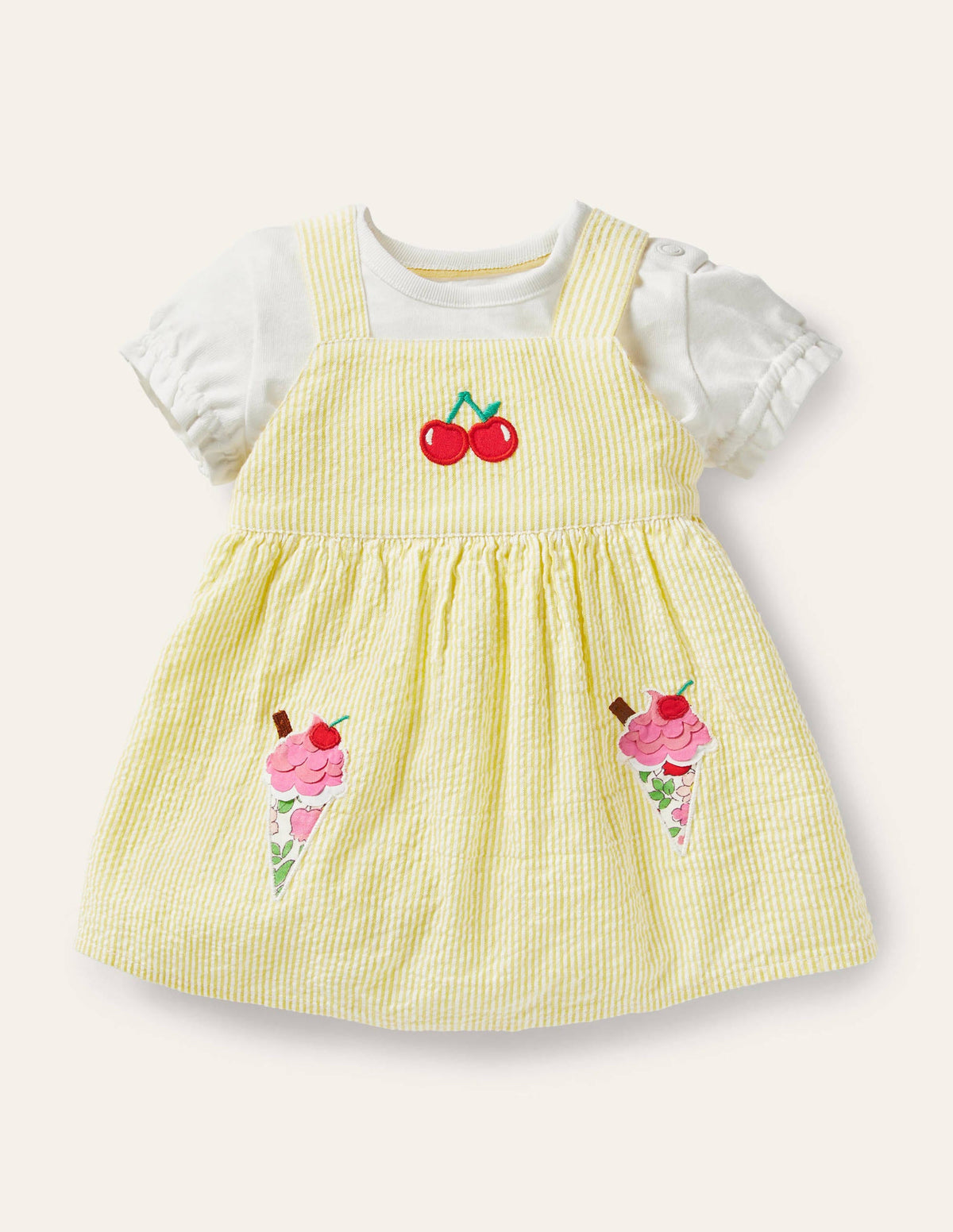 Ice Cream Pinnie Set-Ivory/Yellow Ice-Cream - Image 1