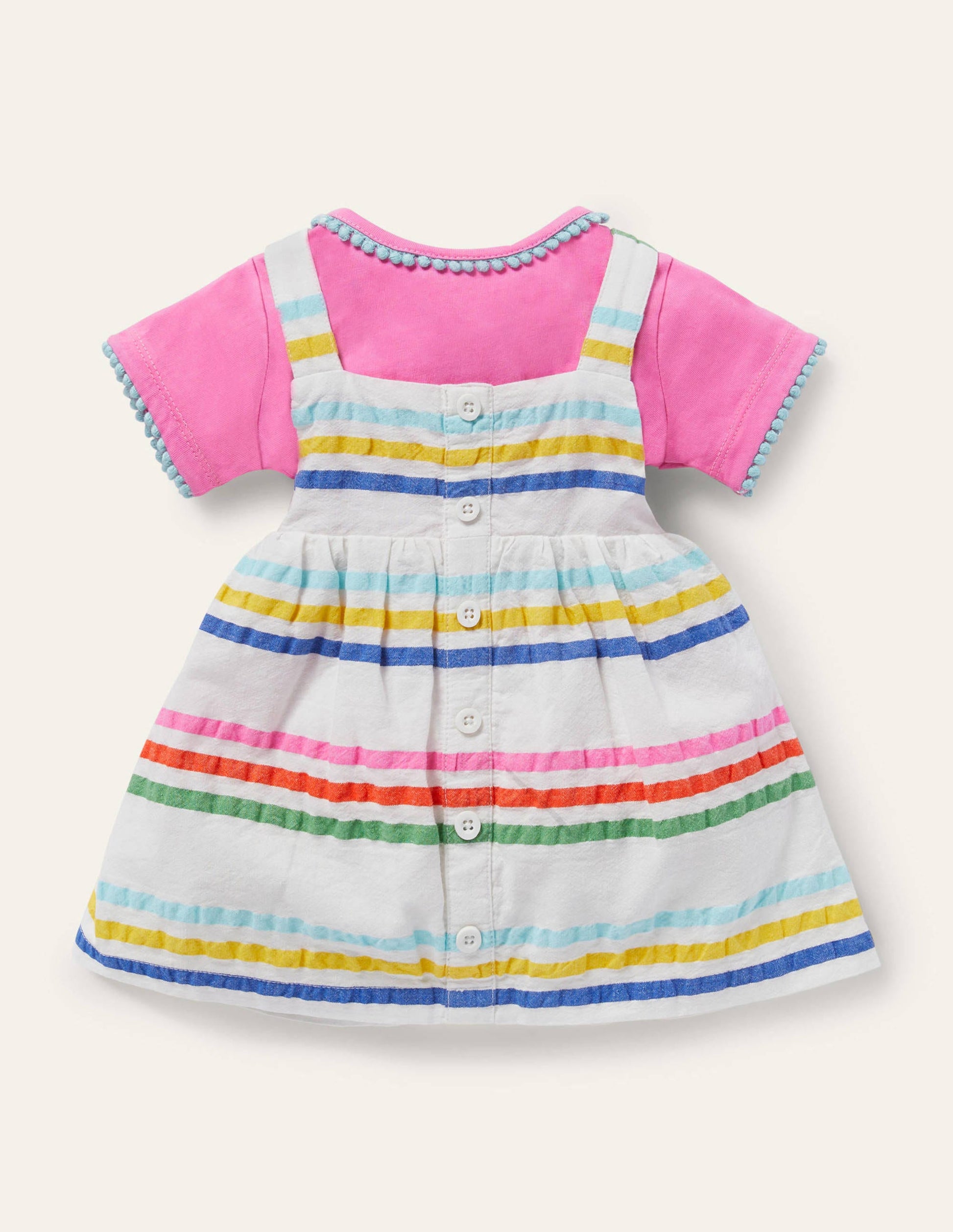 Woven Stripy Pinnie Set-Multi Rainbow-1
