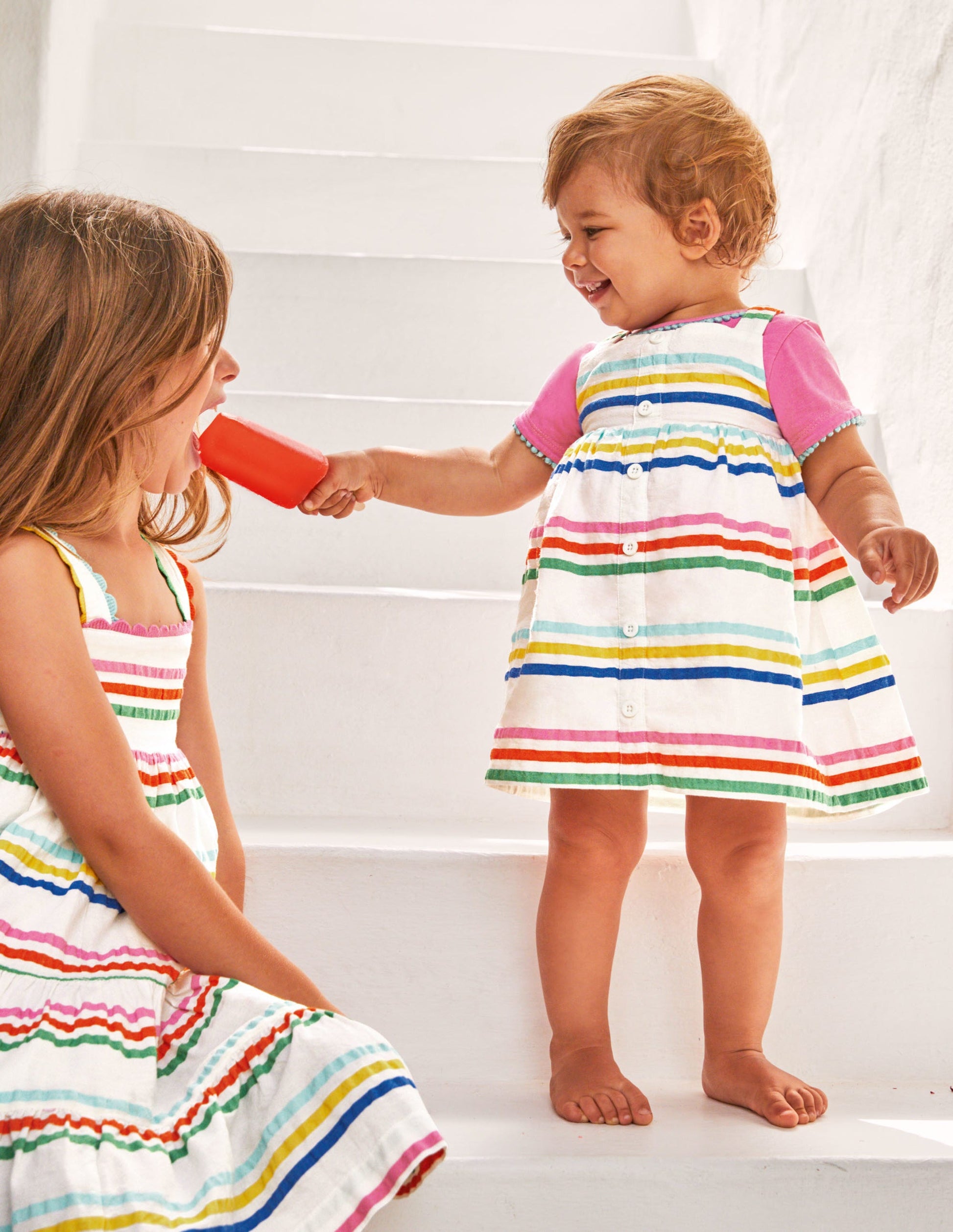 Woven Stripy Pinnie Set-Multi Rainbow-4