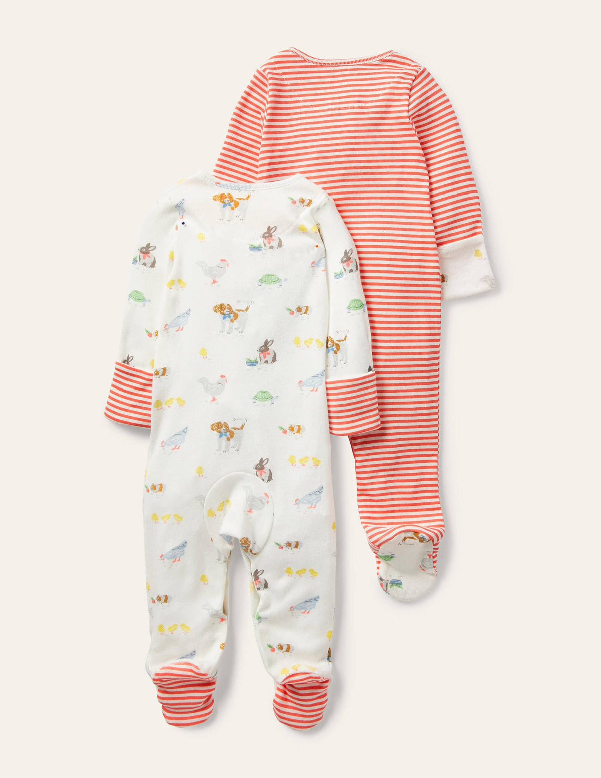 Organic Twin Pack Sleepsuit-Ivory Pet Friends - Image 2