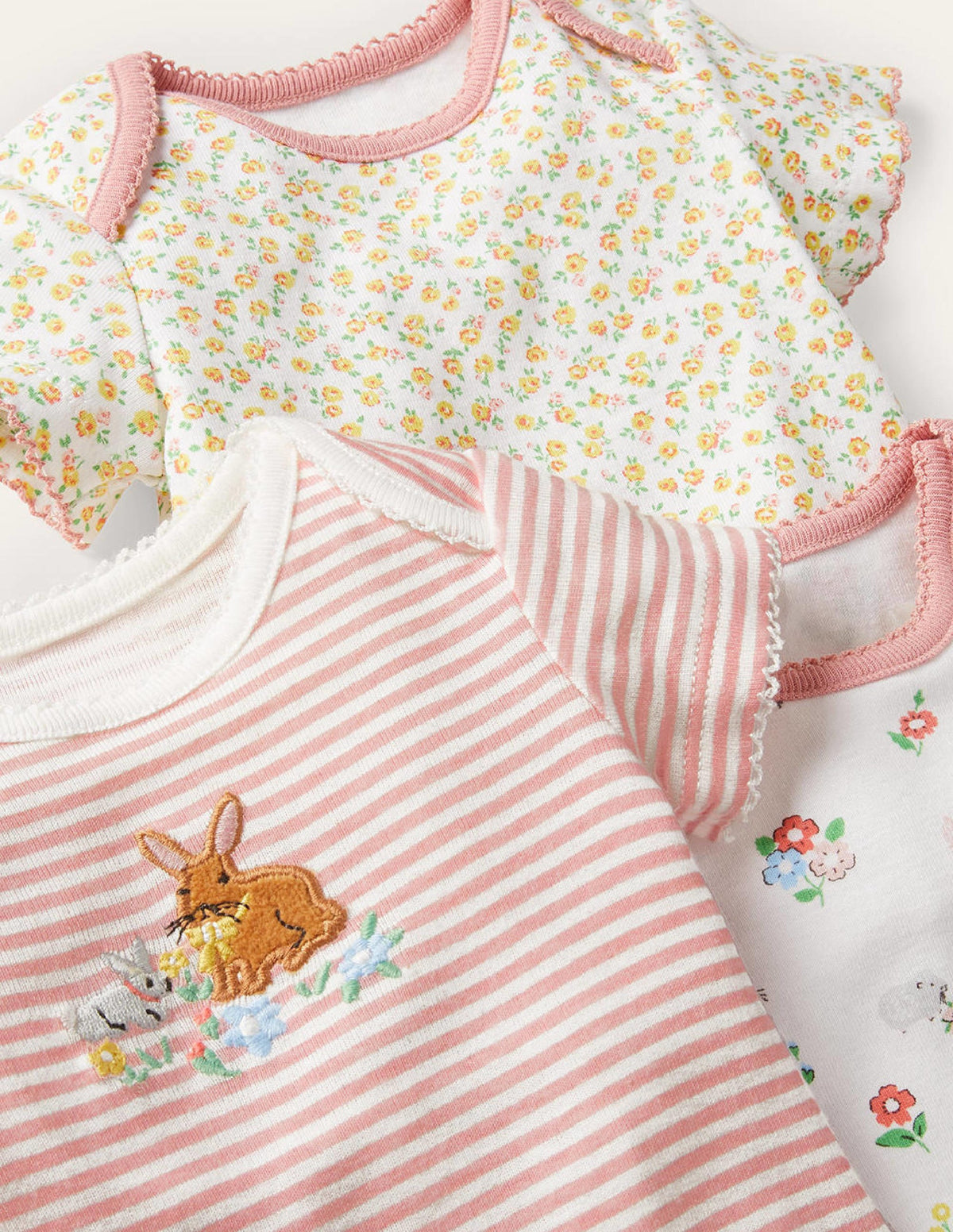 Organic Newborn 3 Pack Bodies-Ivory Floral Pets-3