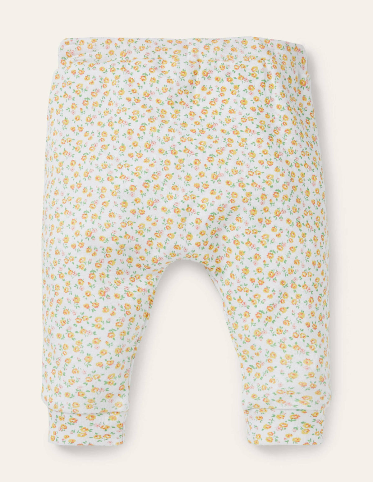 Organic Newborn Leggings-Sweetcorn Yellow Floral-2