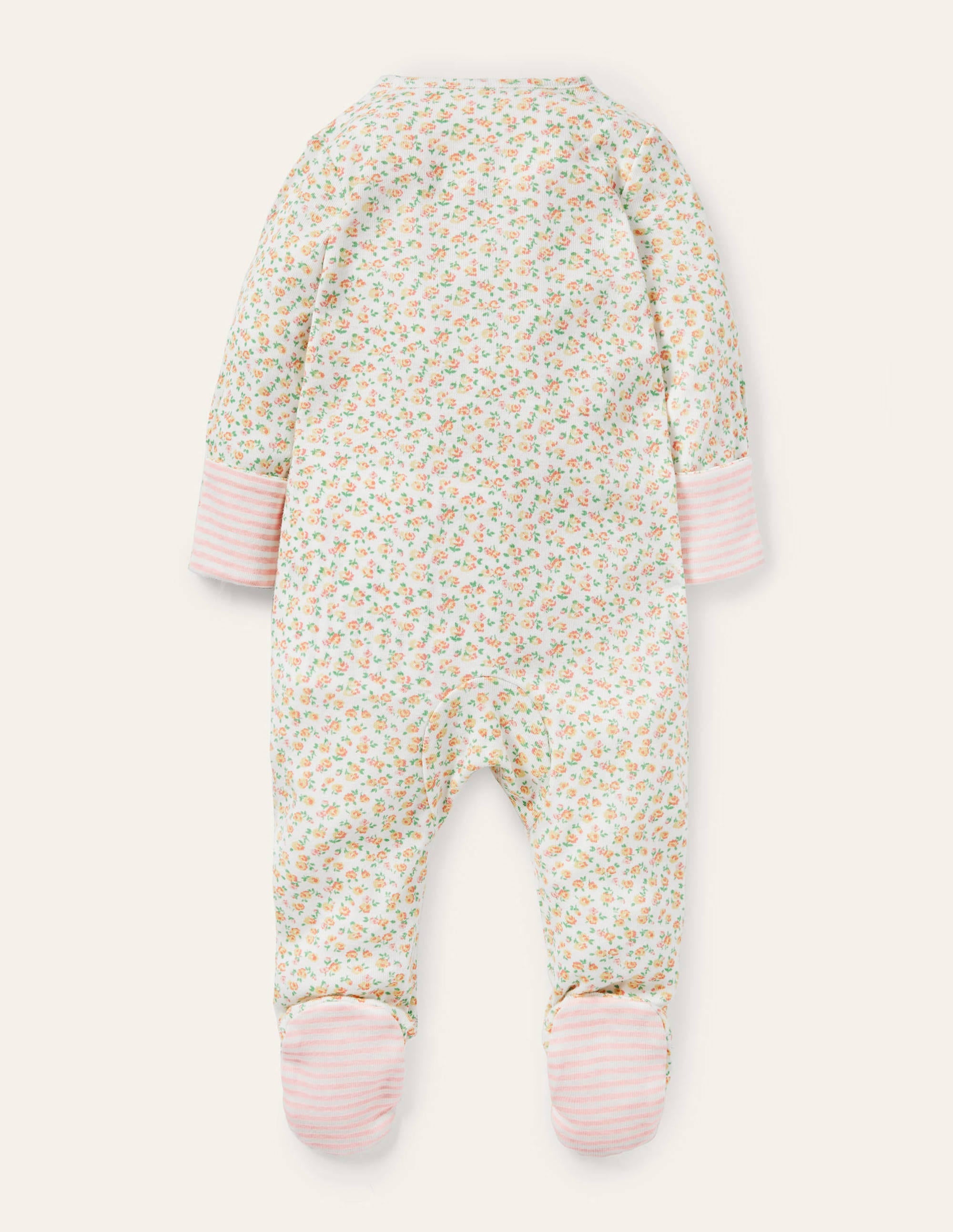 Organic Zip-up Sleepsuit-Ivory Tiny Rose - Image 2