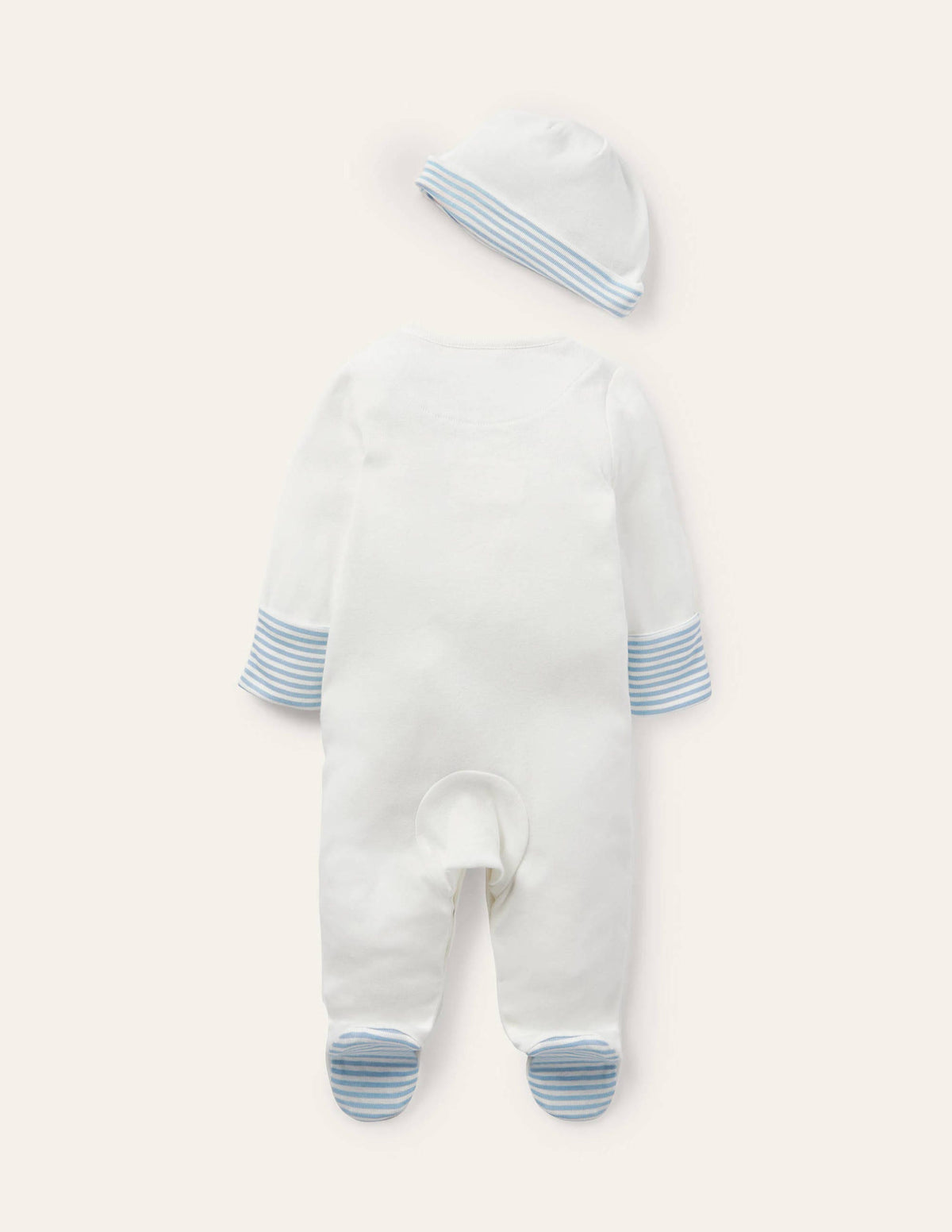 Organic Sleepsuit & Hat Set-Ivory Pet Friends-2