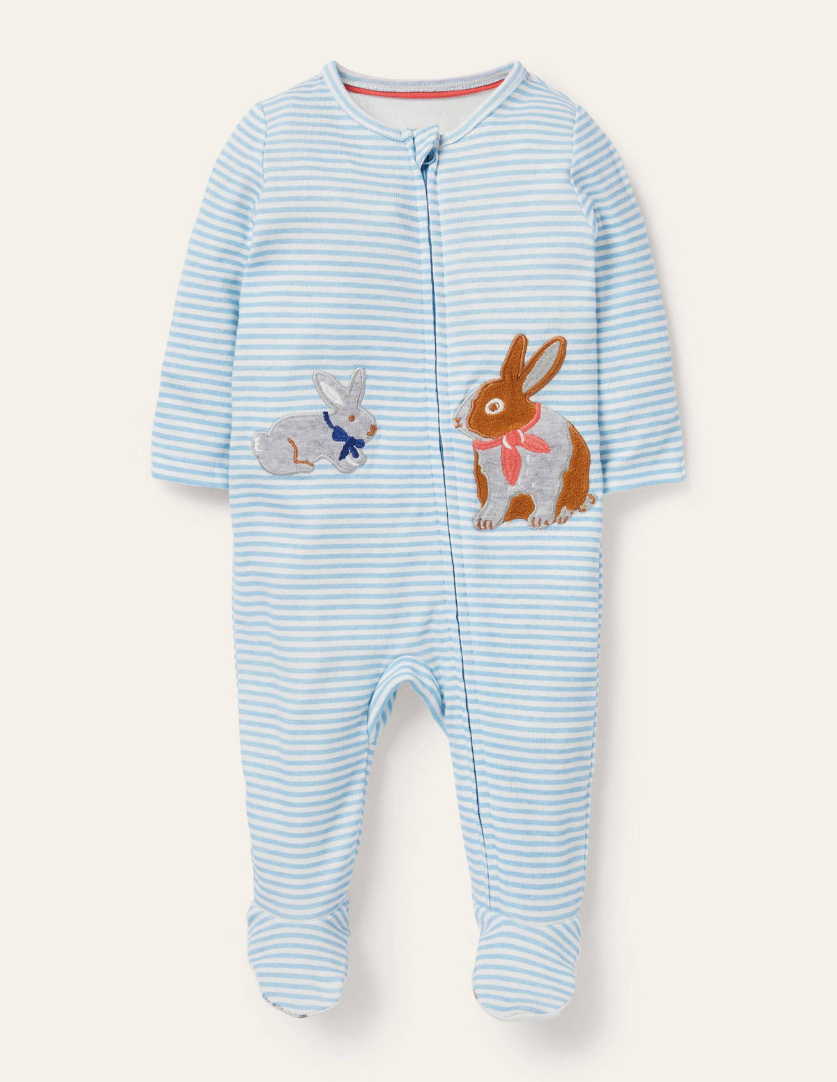 Organic Zip-up Sleepsuit-Frosted Blue/Ivory-1