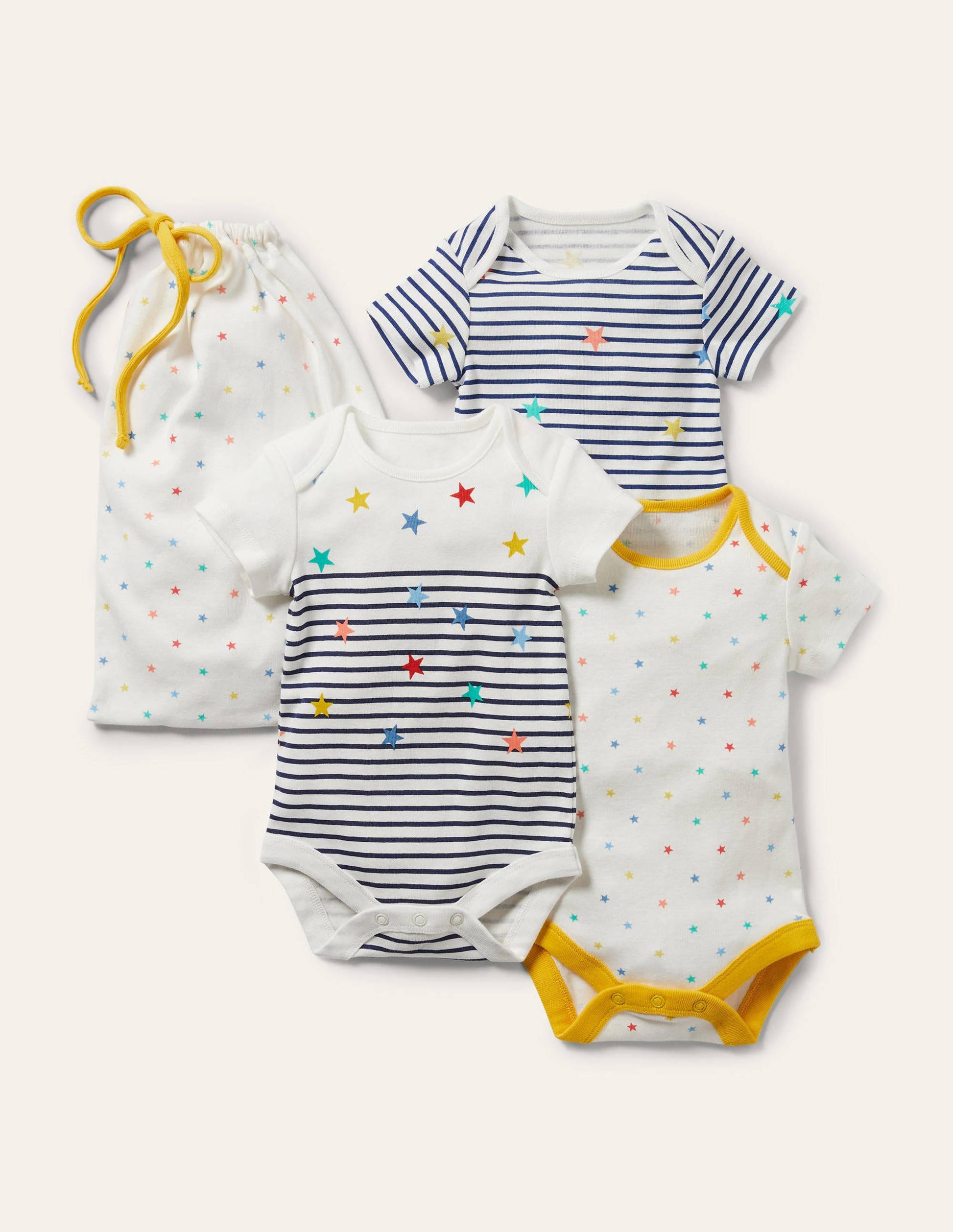 Organic 3 Pack Bodysuits-Multi Stars-1