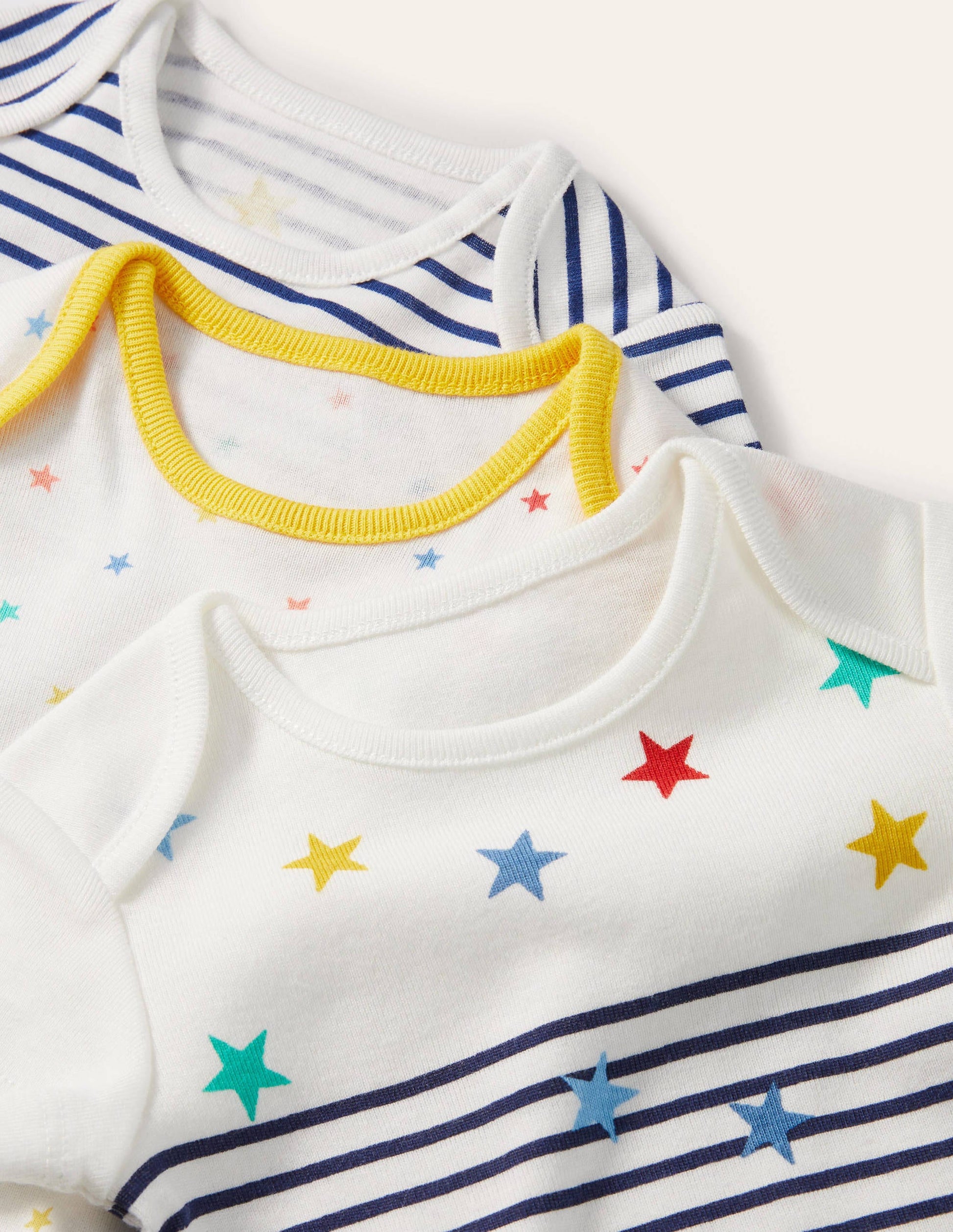 Organic 3 Pack Bodysuits-Multi Stars-3