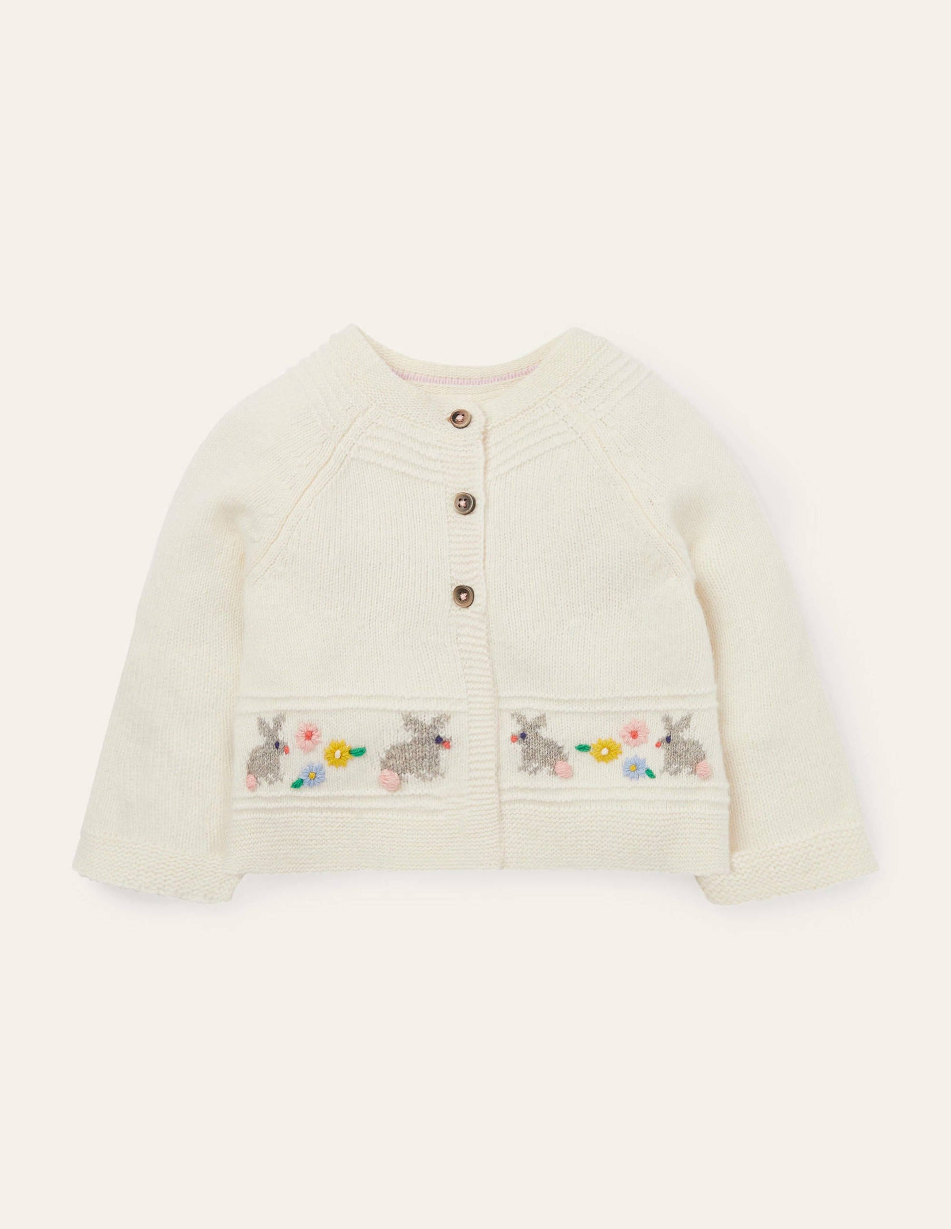 Newborn Fair Isle Cardigan-Ecru Marl Fair Isle Bunnies-1