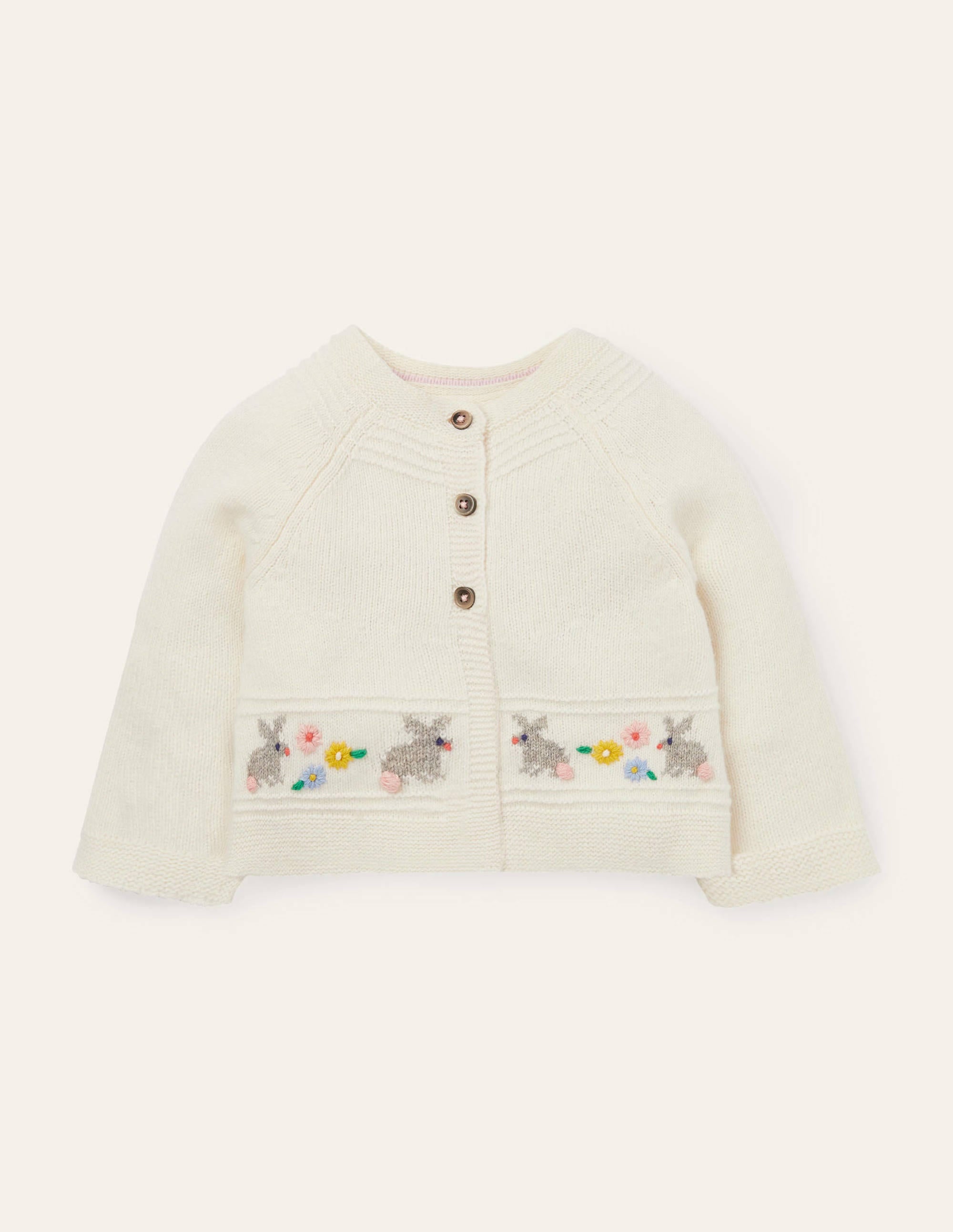 Newborn Fair Isle Cardigan-Ecru Marl Fair Isle Bunnies - Image 1