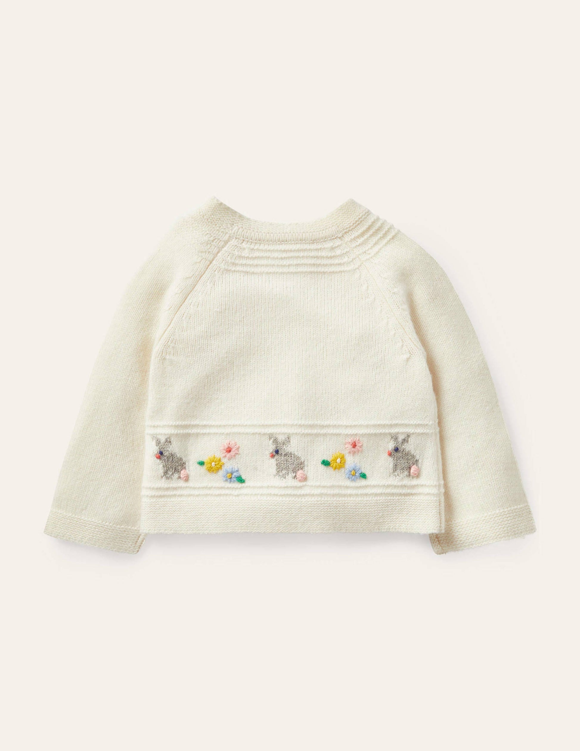 Newborn Fair Isle Cardigan-Ecru Marl Fair Isle Bunnies-2