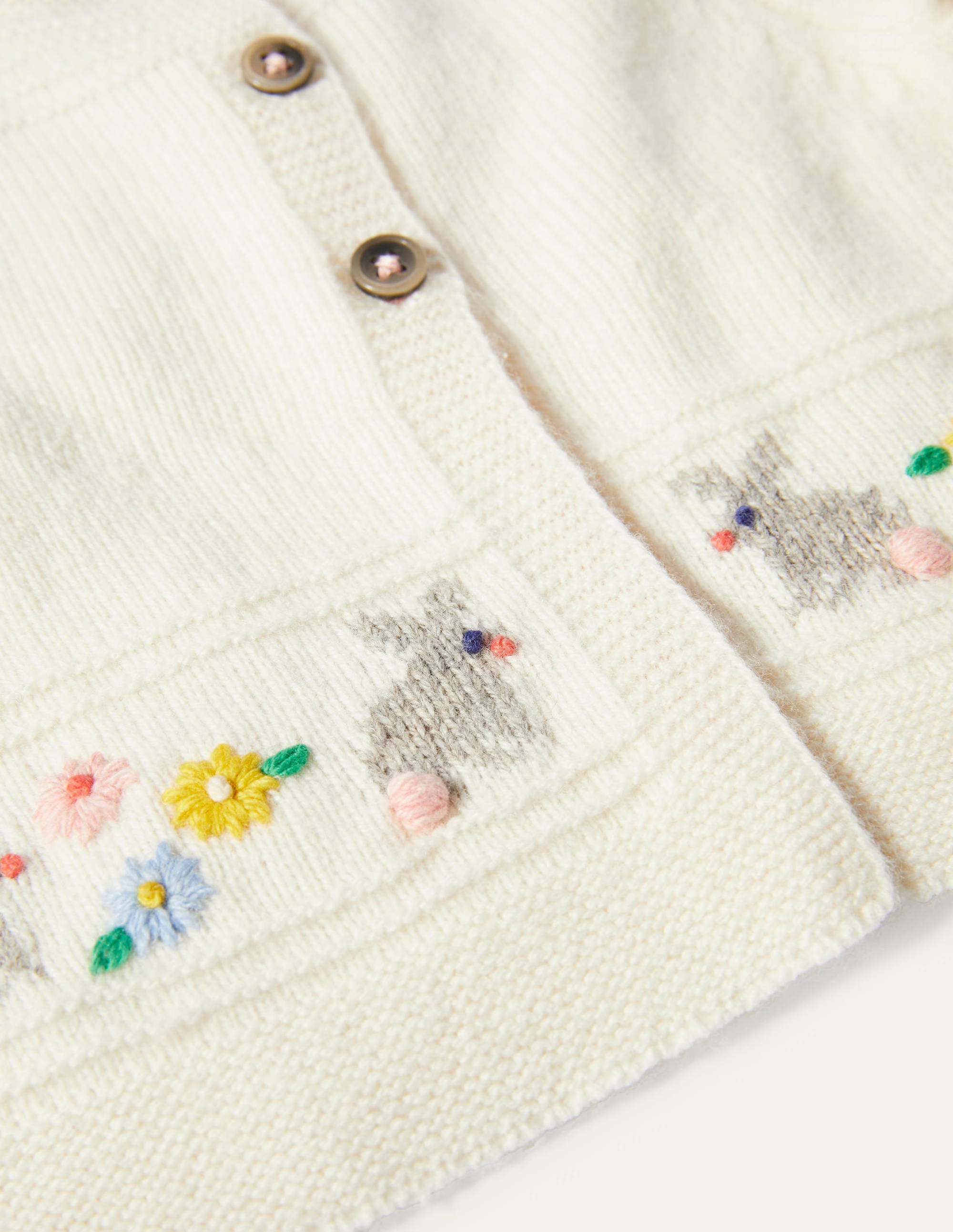 Newborn Fair Isle Cardigan-Ecru Marl Fair Isle Bunnies - Image 3