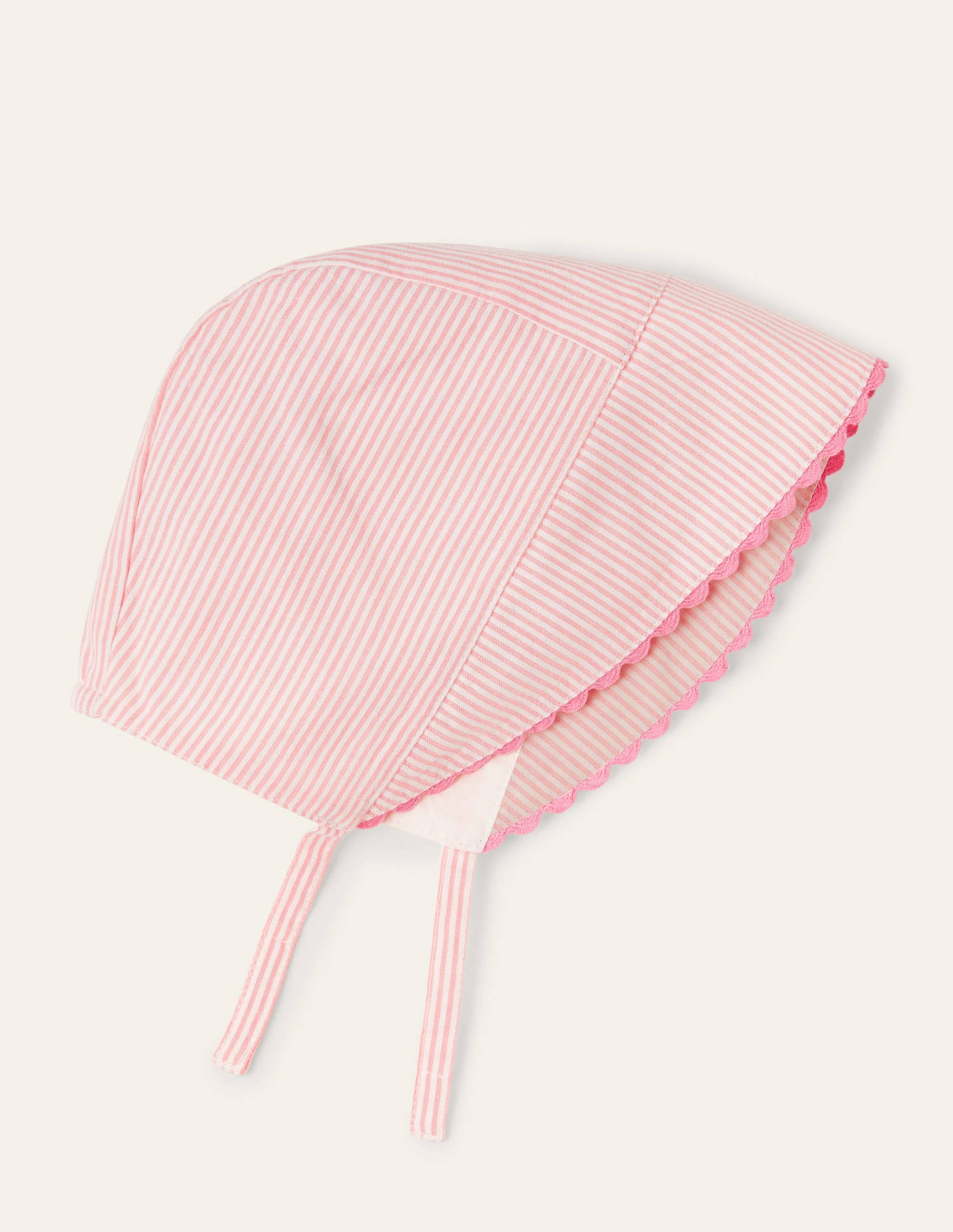 Woven Bonnet-Pink Lemonade/Ivory Ticking - Image 1