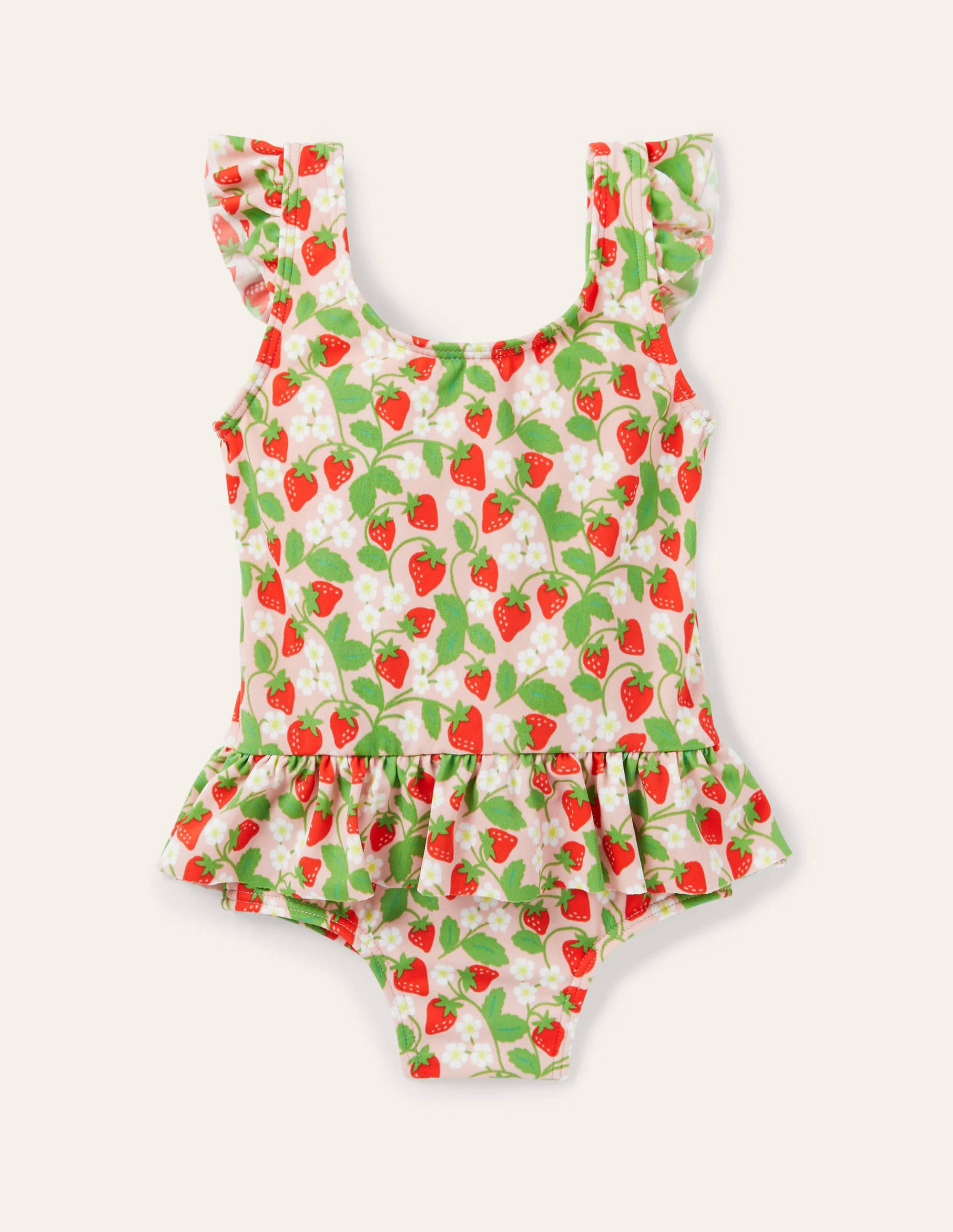 Frill Waist Swimsuit-Boto Pink Ditsy Strawberry - Image 1