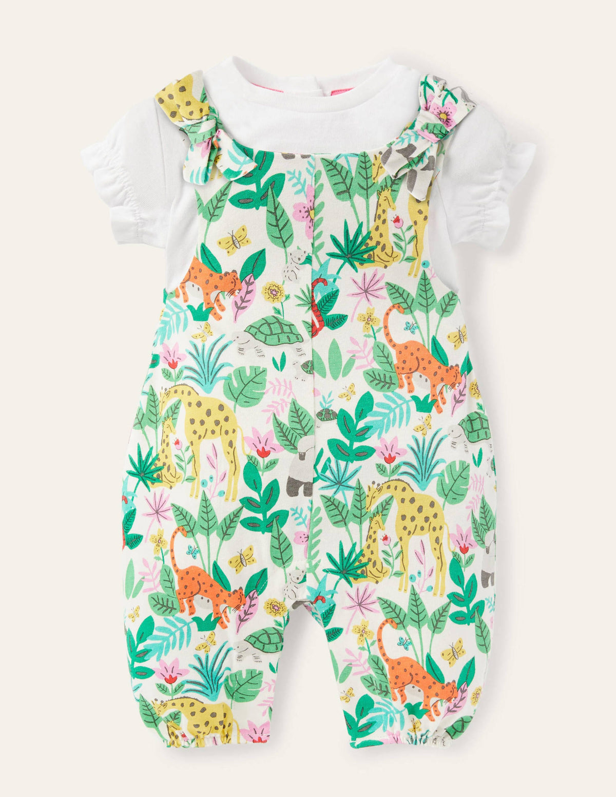 Bow Detail Romper Set-Multi Jungle-1