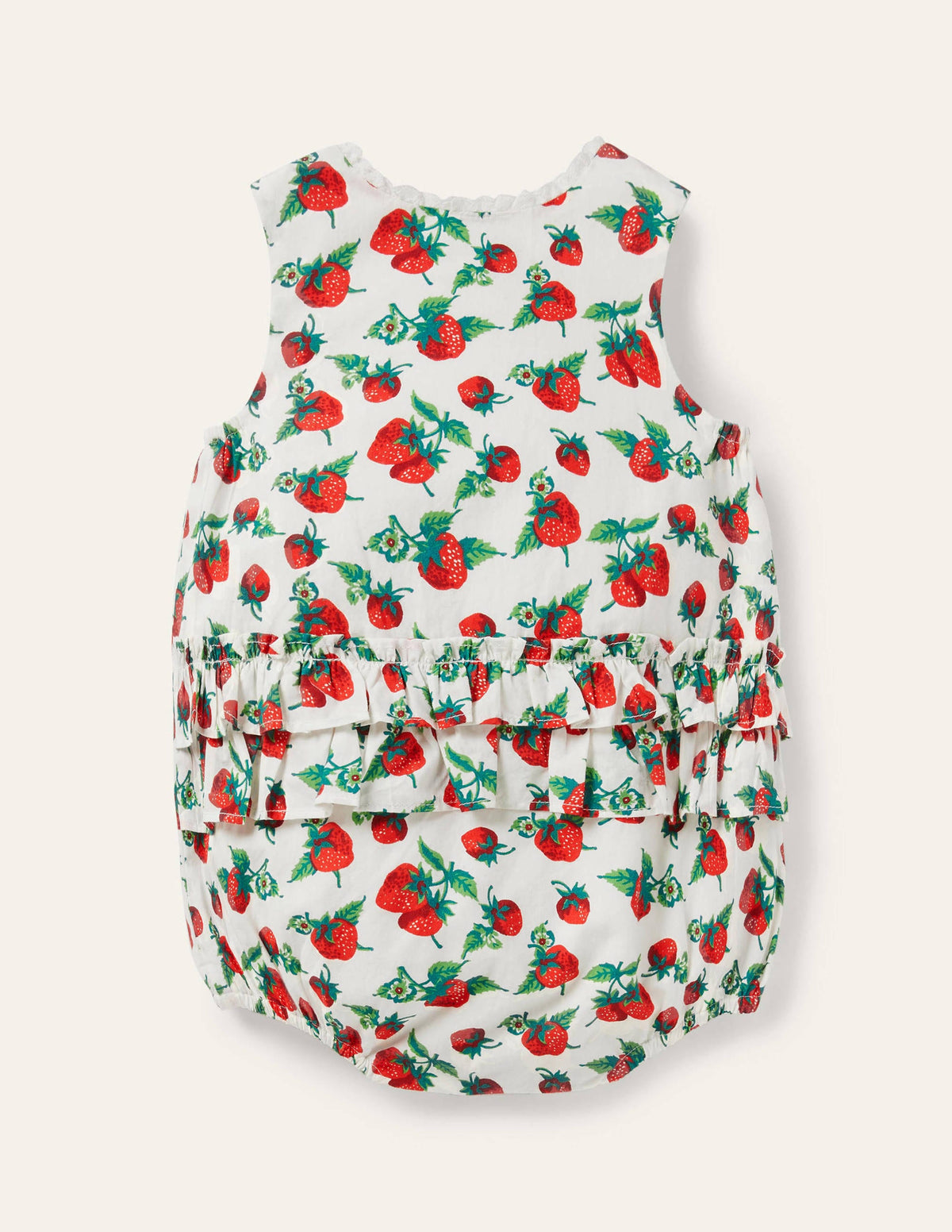 Frill Woven Romper-Ivory Vintage Strawberries - Image 2
